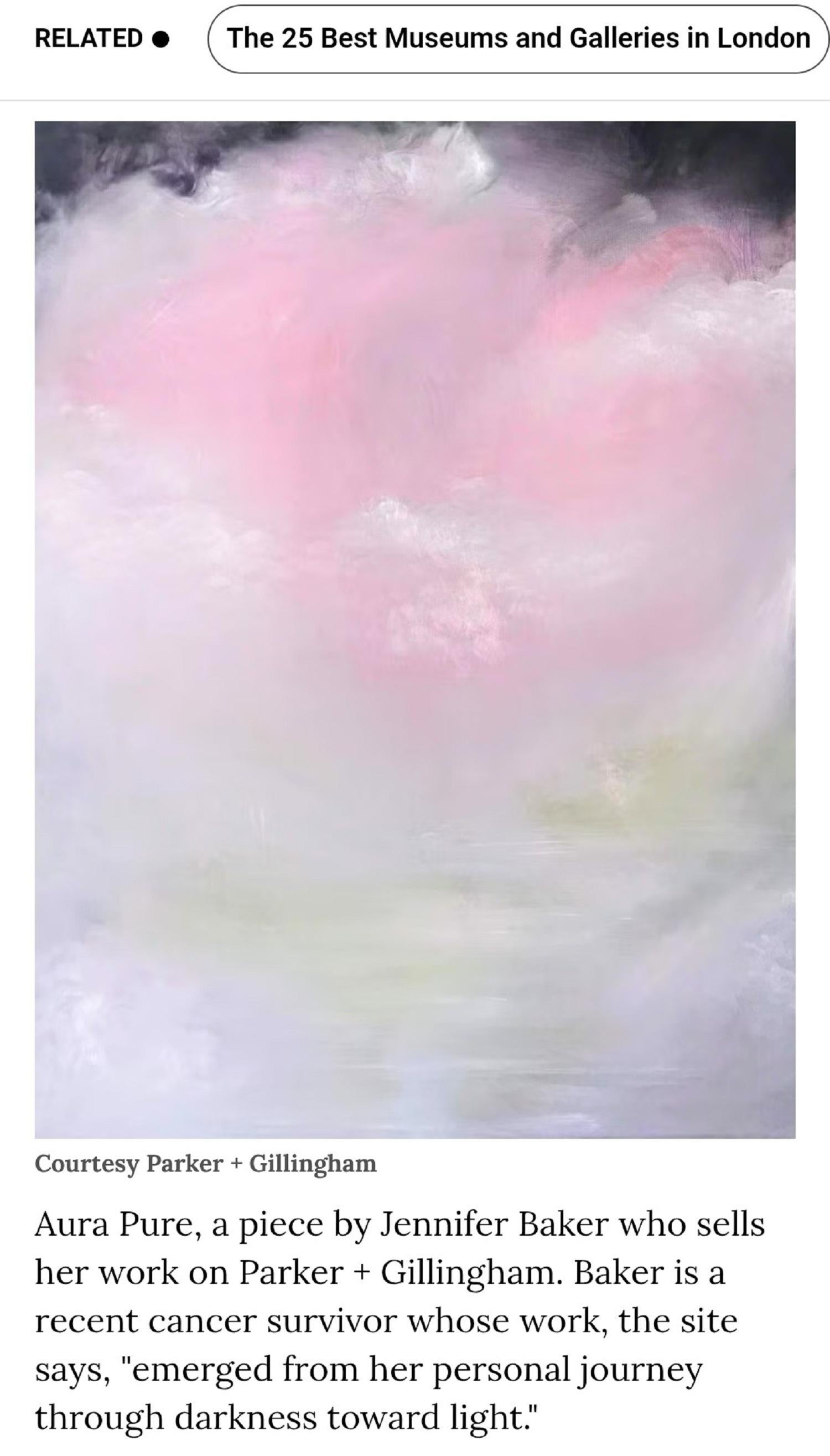 Aura Pure – großes abstraktes Gemälde in weichem rosa Pastell im Angebot 1