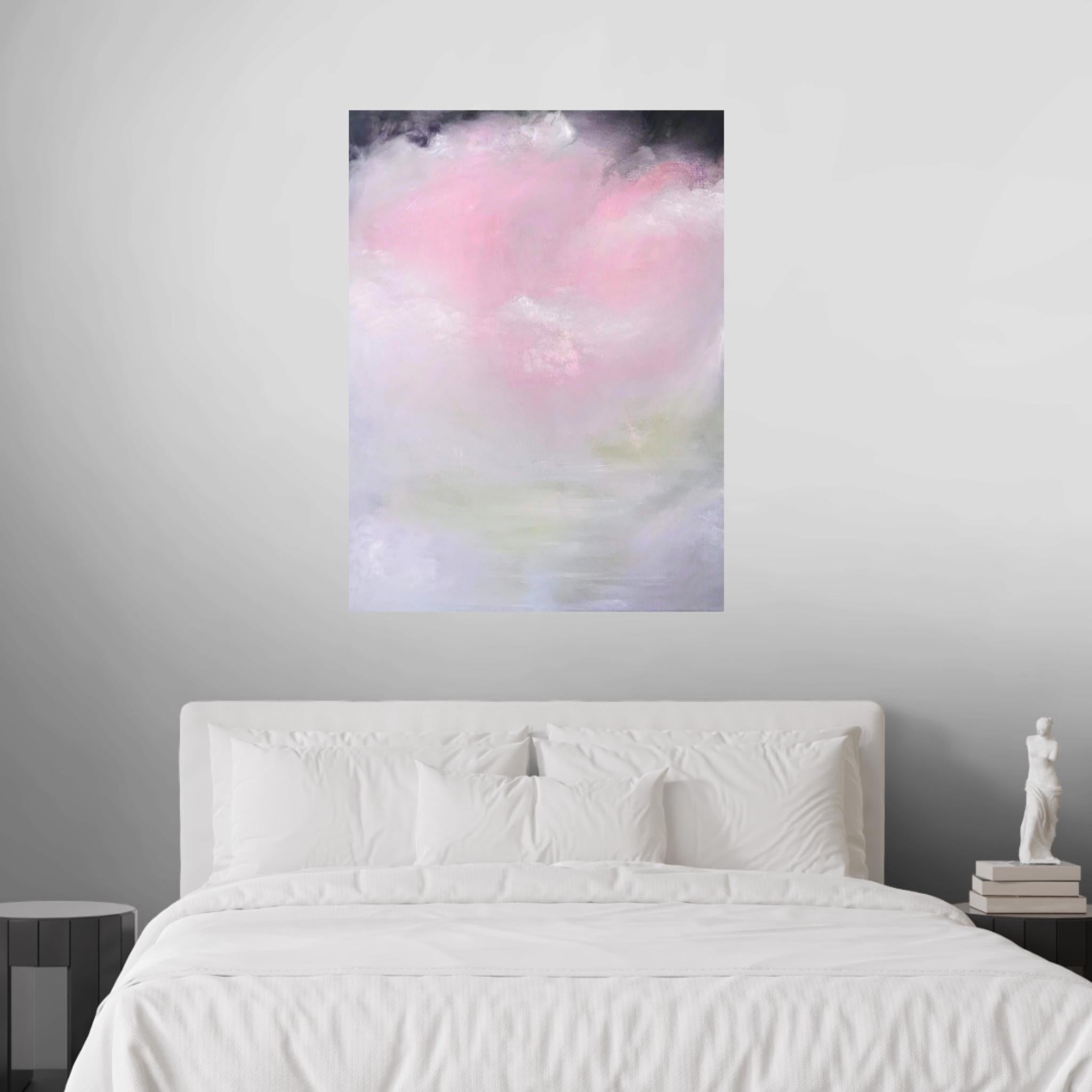 Aura Pure - Soft pink pastel large abstract painting For Sale 2