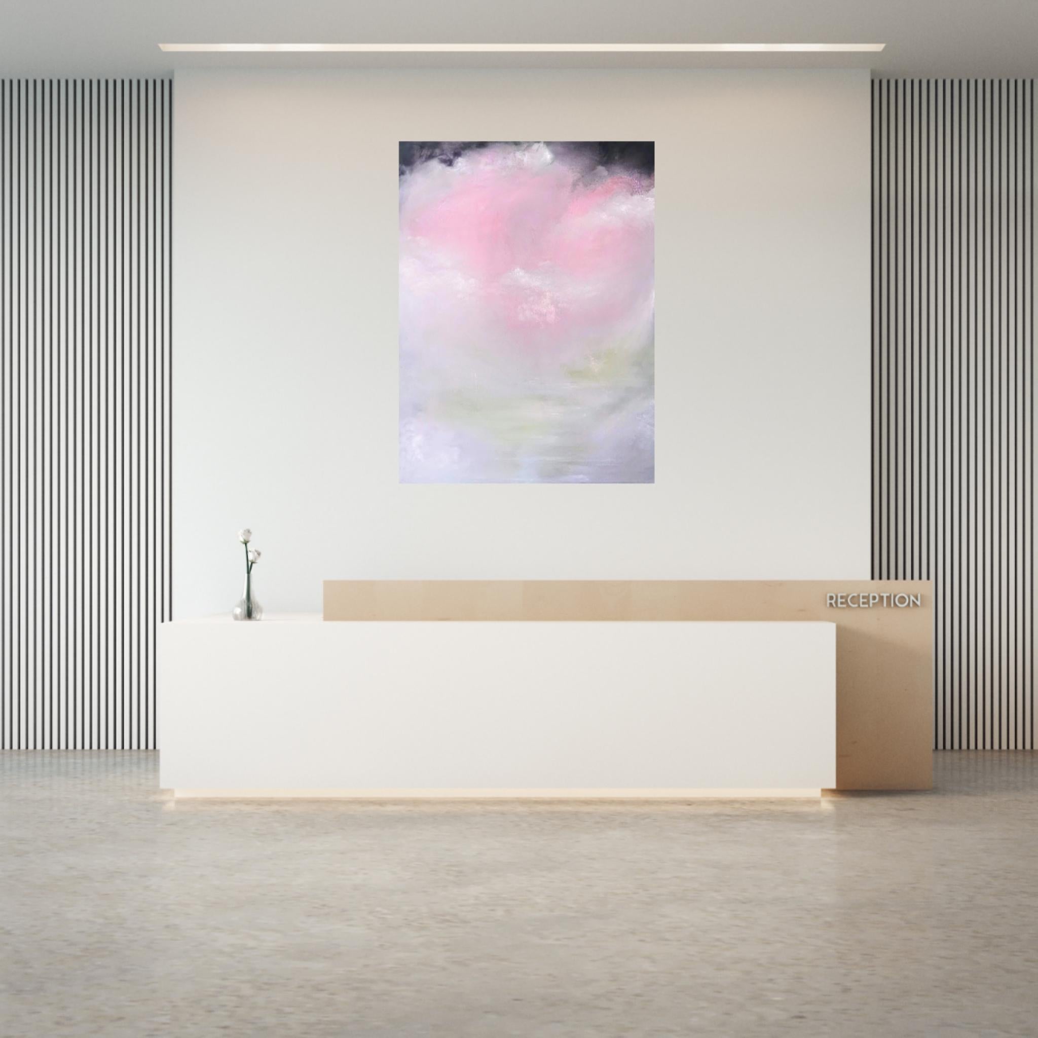 Aura Pure - Soft pink pastel large abstract painting For Sale 3