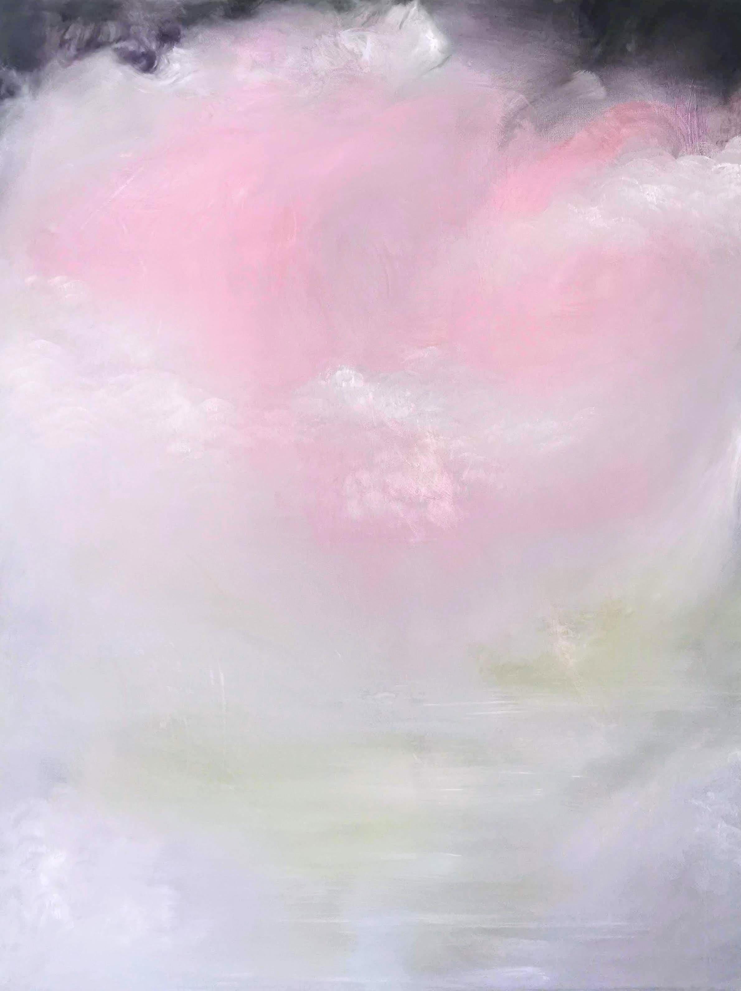 Jennifer L. Baker Abstract Painting - Aura Pure - Soft pink pastel large abstract painting