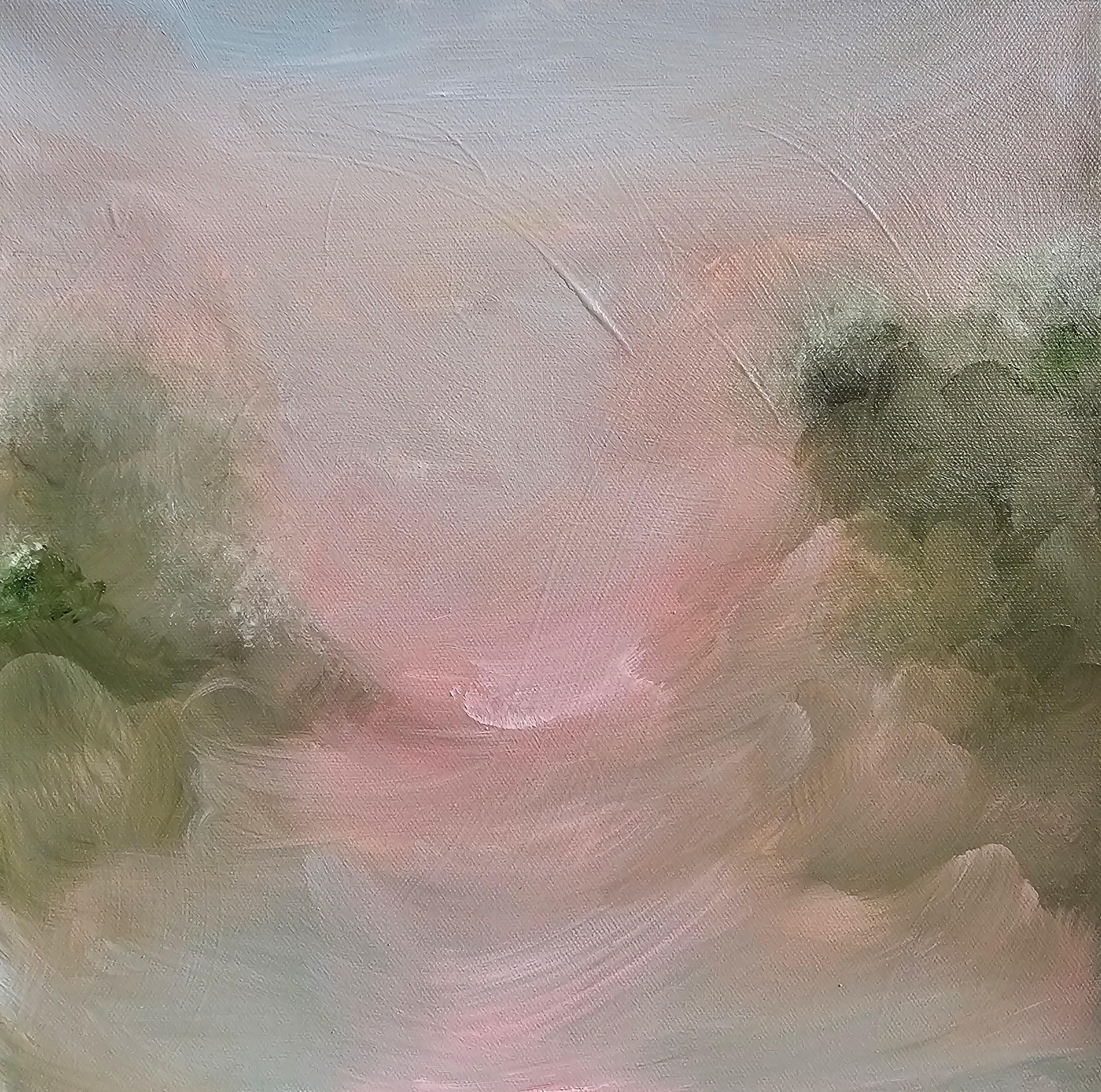 Autumn Lullaby - Verträumte Herbst abstrakte Landschaft Sonnenuntergang Gemälde (Zeitgenössisch), Painting, von Jennifer L. Baker