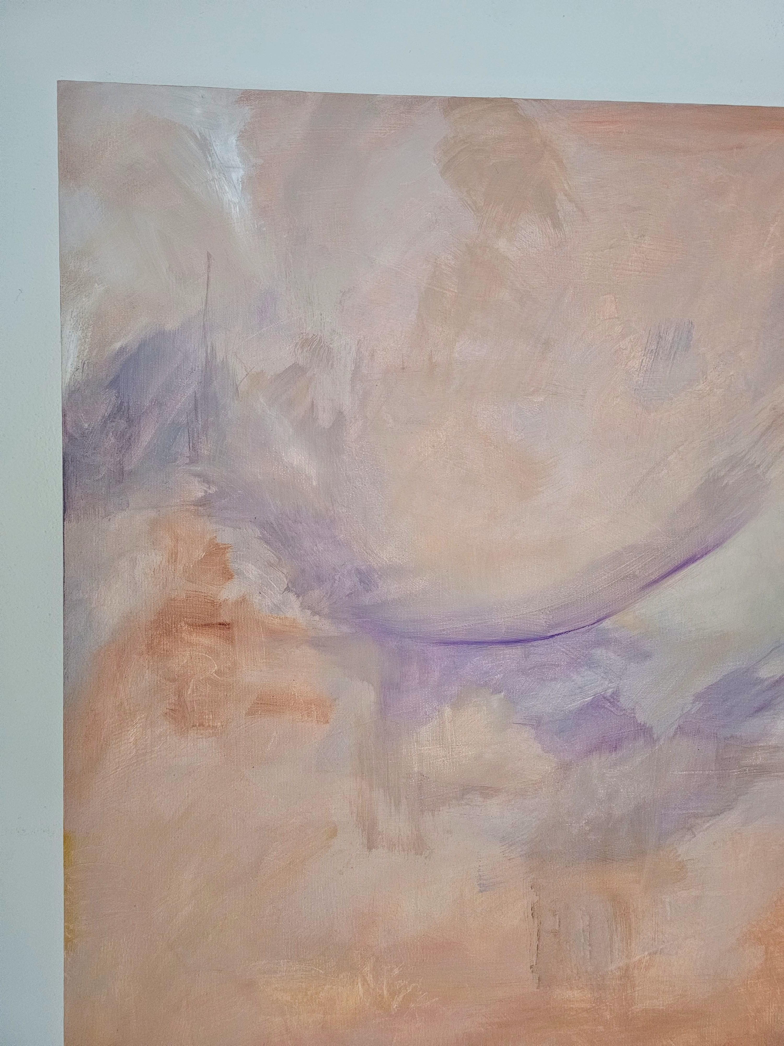 Avalon - Large tranquil peach color abstract painting - Brown Abstract Painting by Jennifer L. Baker