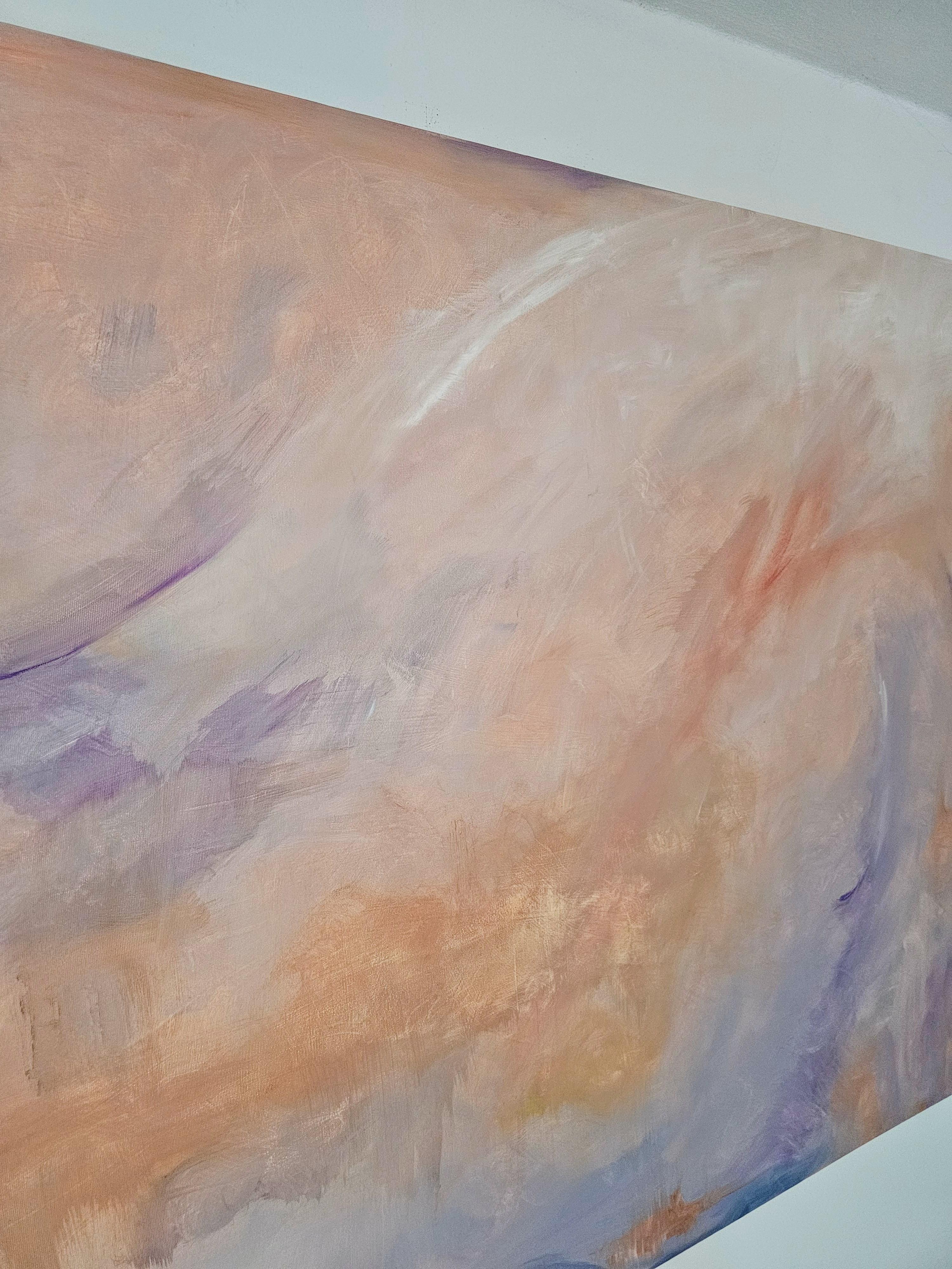 Avalon - Large tranquil peach color abstract painting For Sale 1