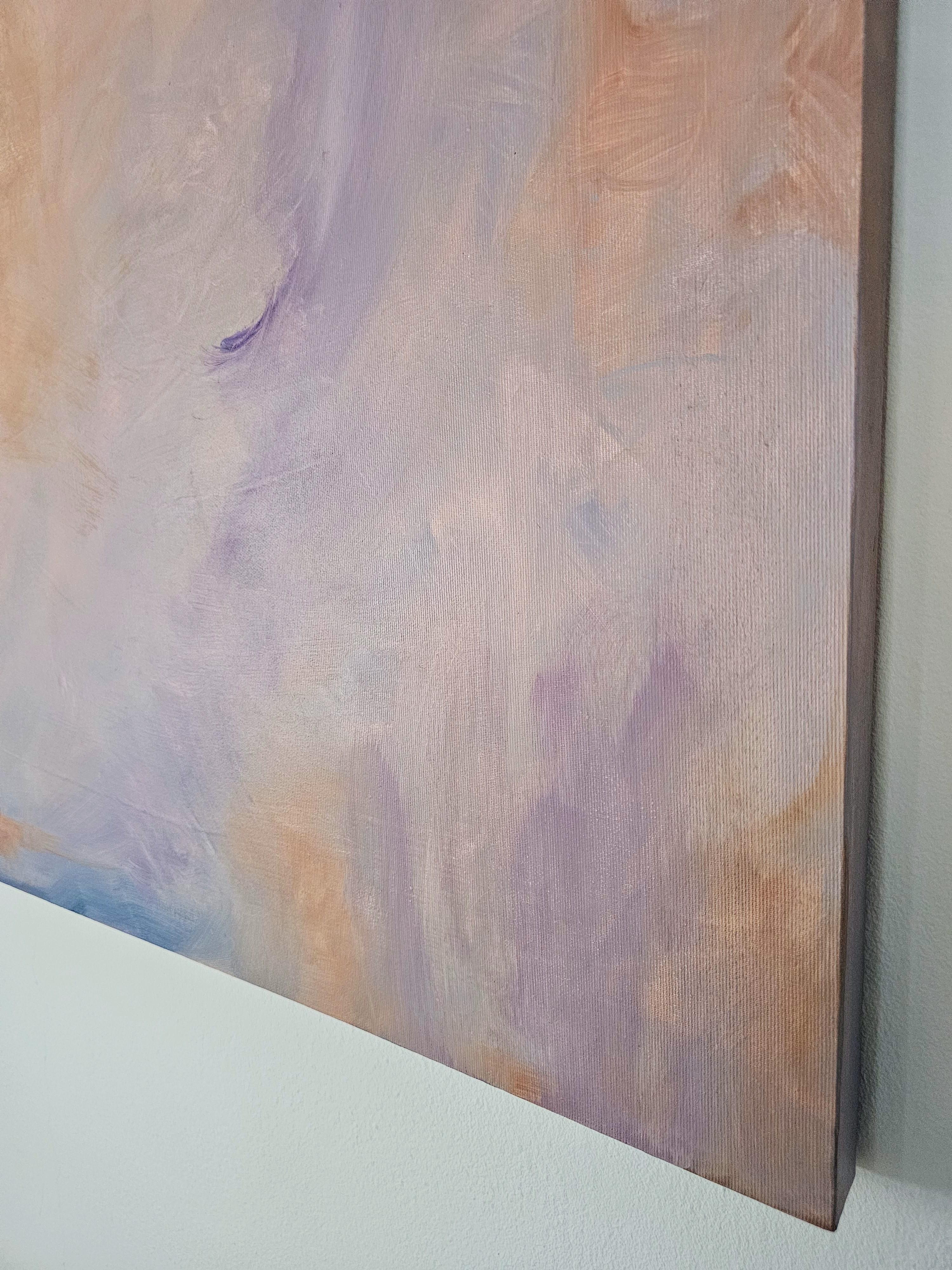 Avalon - Large tranquil peach color abstract painting For Sale 1
