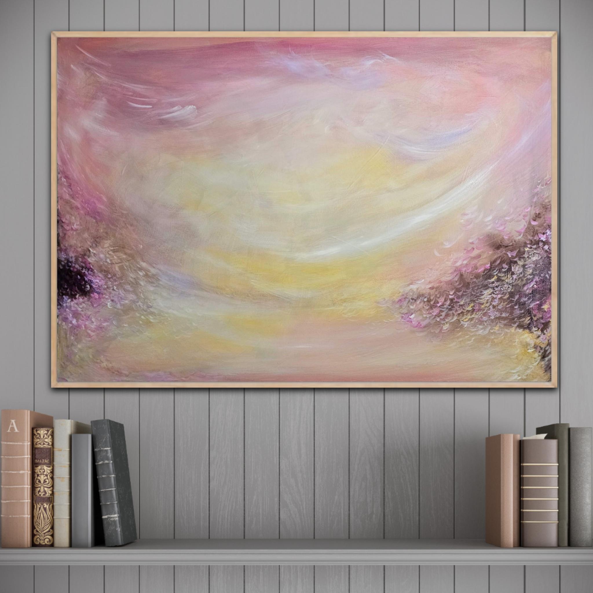 Ballata del vento - Quadro impressionista astratto di un caldo tramonto in vendita 8