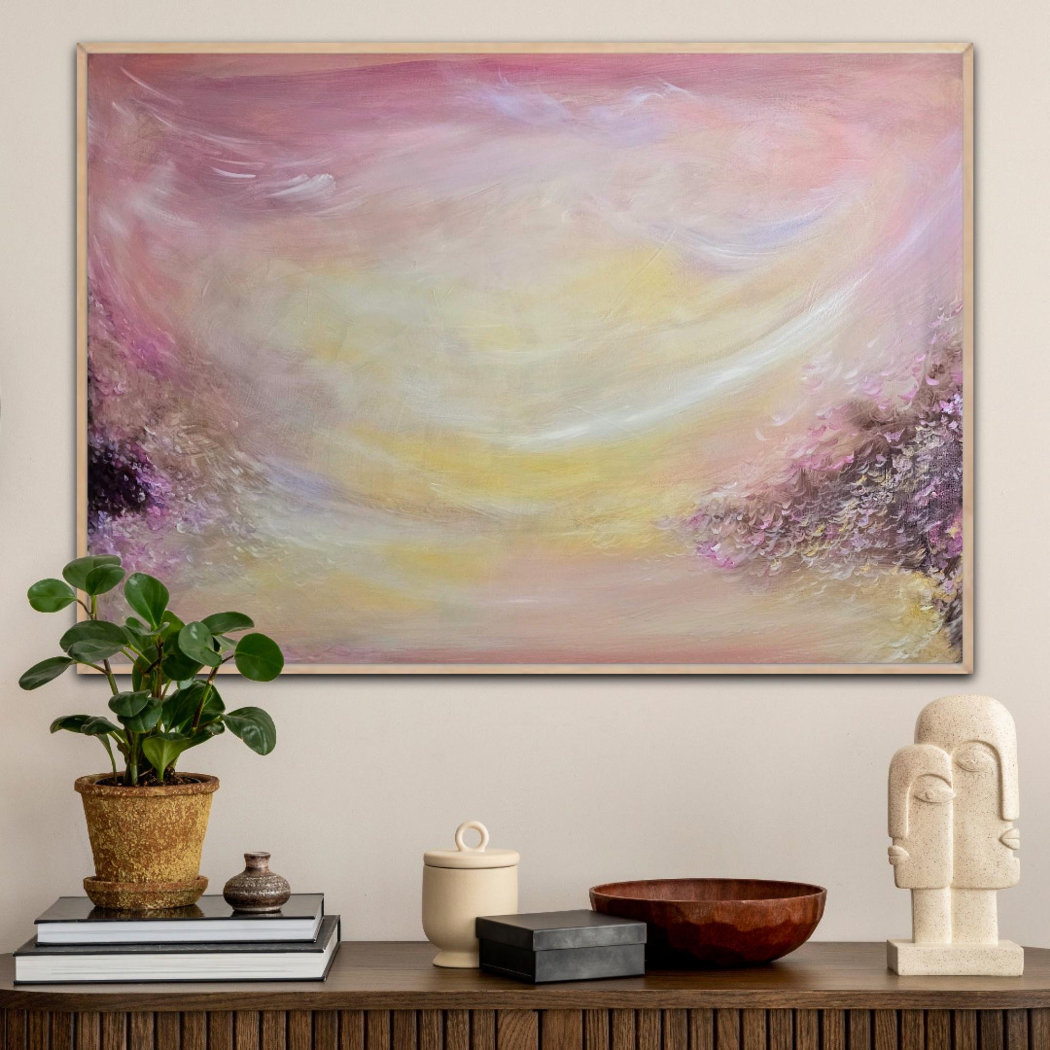 Ballata del vento - Quadro impressionista astratto di un caldo tramonto in vendita 9