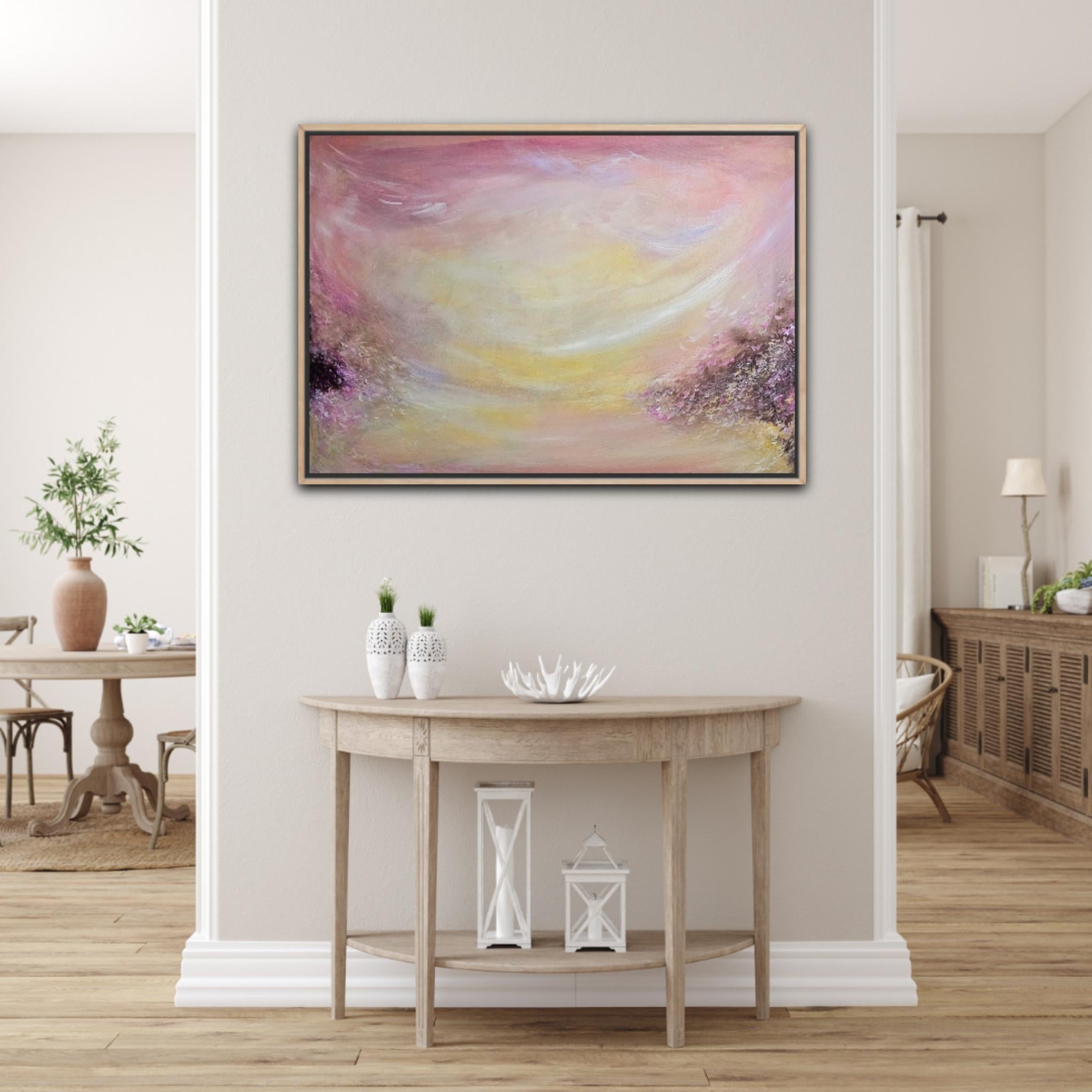 Ballata del vento - Quadro impressionista astratto di un caldo tramonto in vendita 10