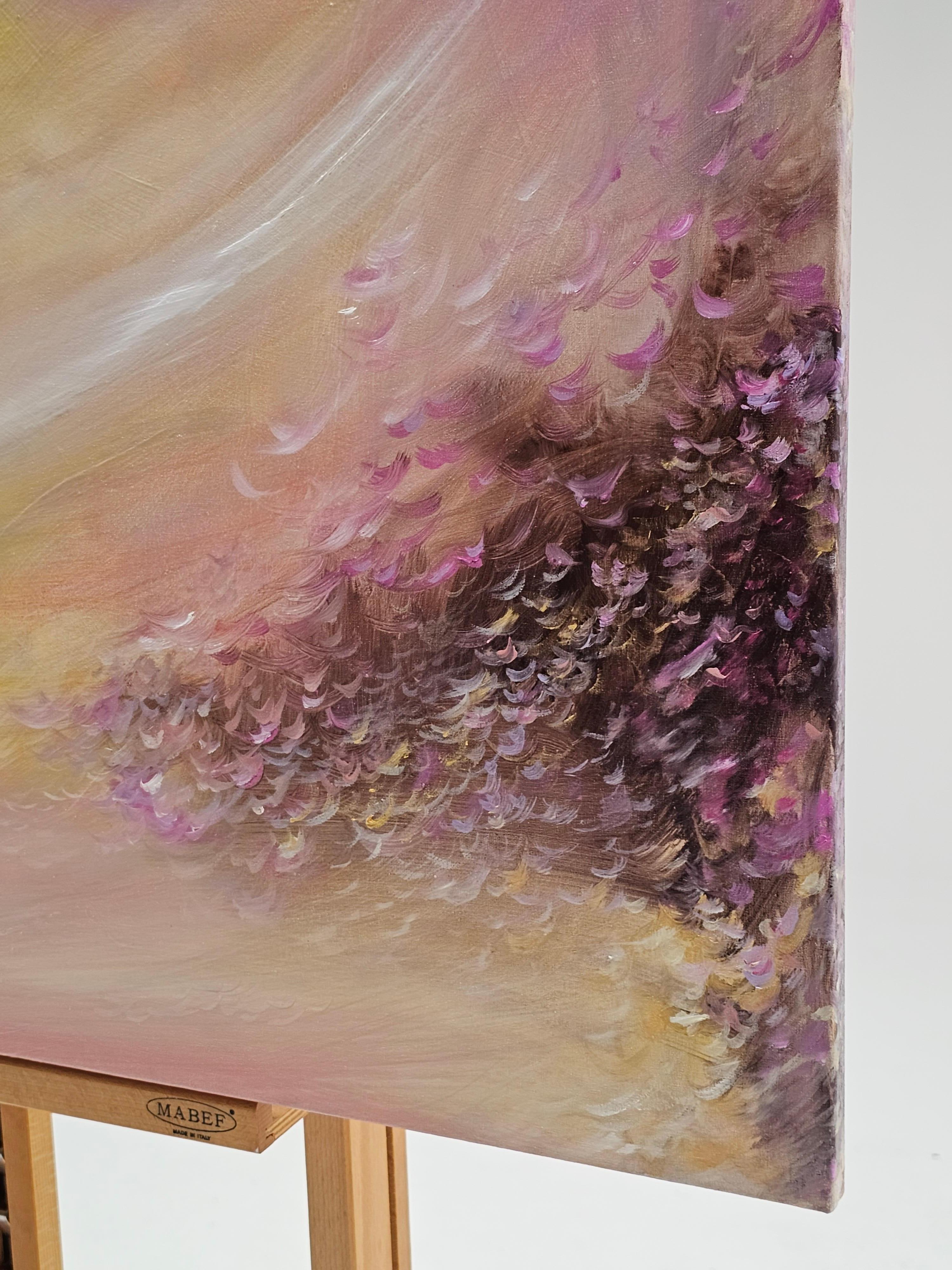 Ballata del vento - Quadro impressionista astratto di un caldo tramonto in vendita 11