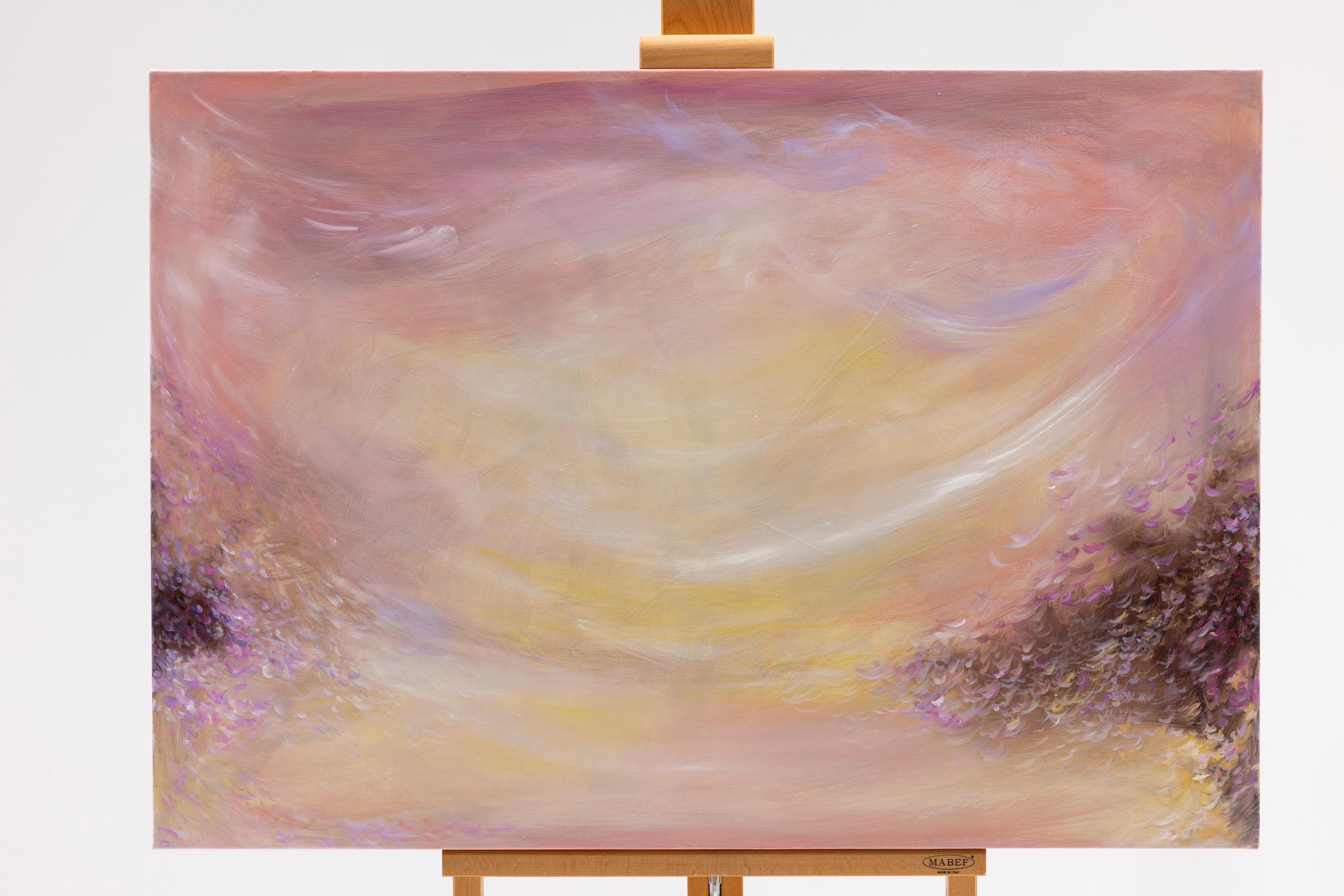 Ballata del vento - Quadro impressionista astratto di un caldo tramonto - Painting di Jennifer L. Baker