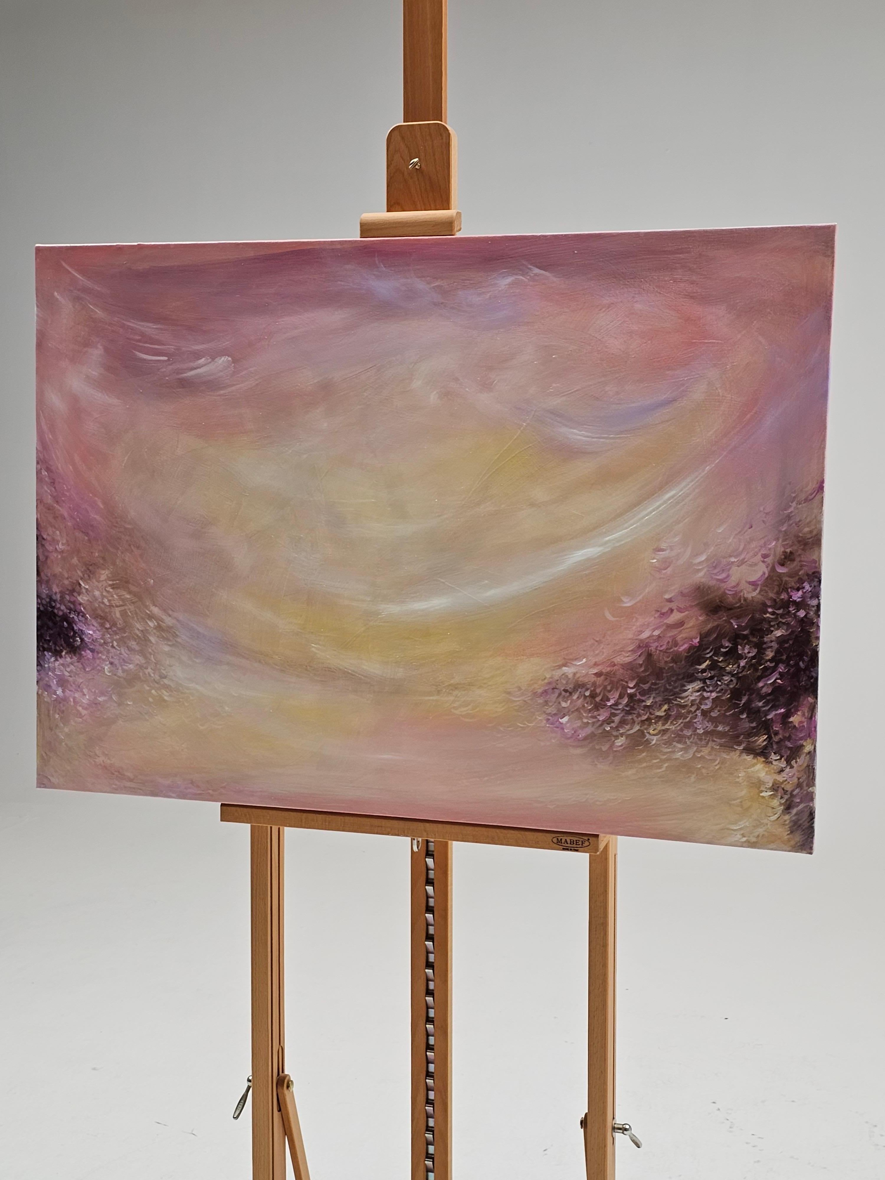 Ballata del vento - Quadro impressionista astratto di un caldo tramonto - Painting Contemporaneo di Jennifer L. Baker