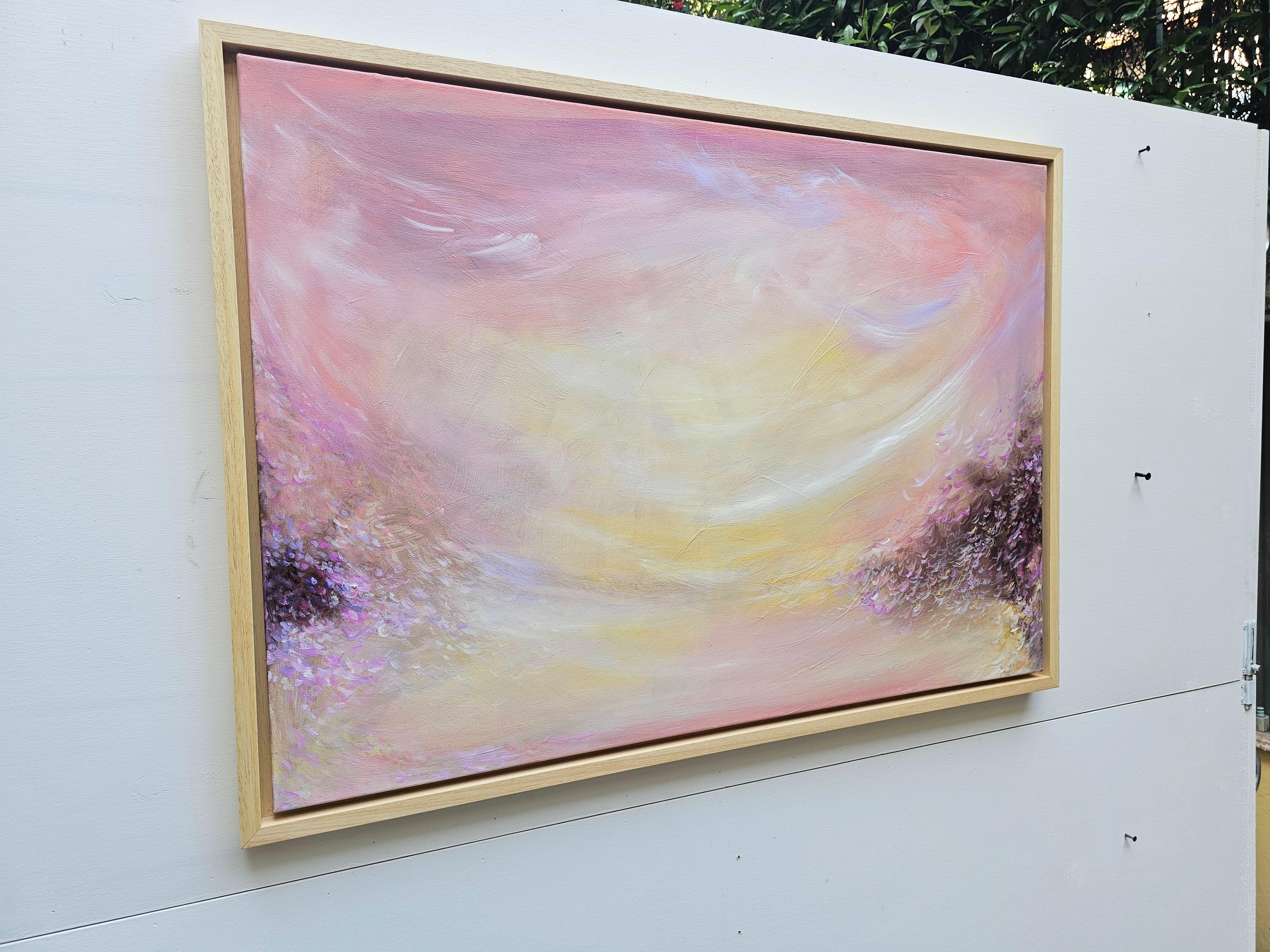 Ballata del vento - Quadro impressionista astratto di un caldo tramonto in vendita 1