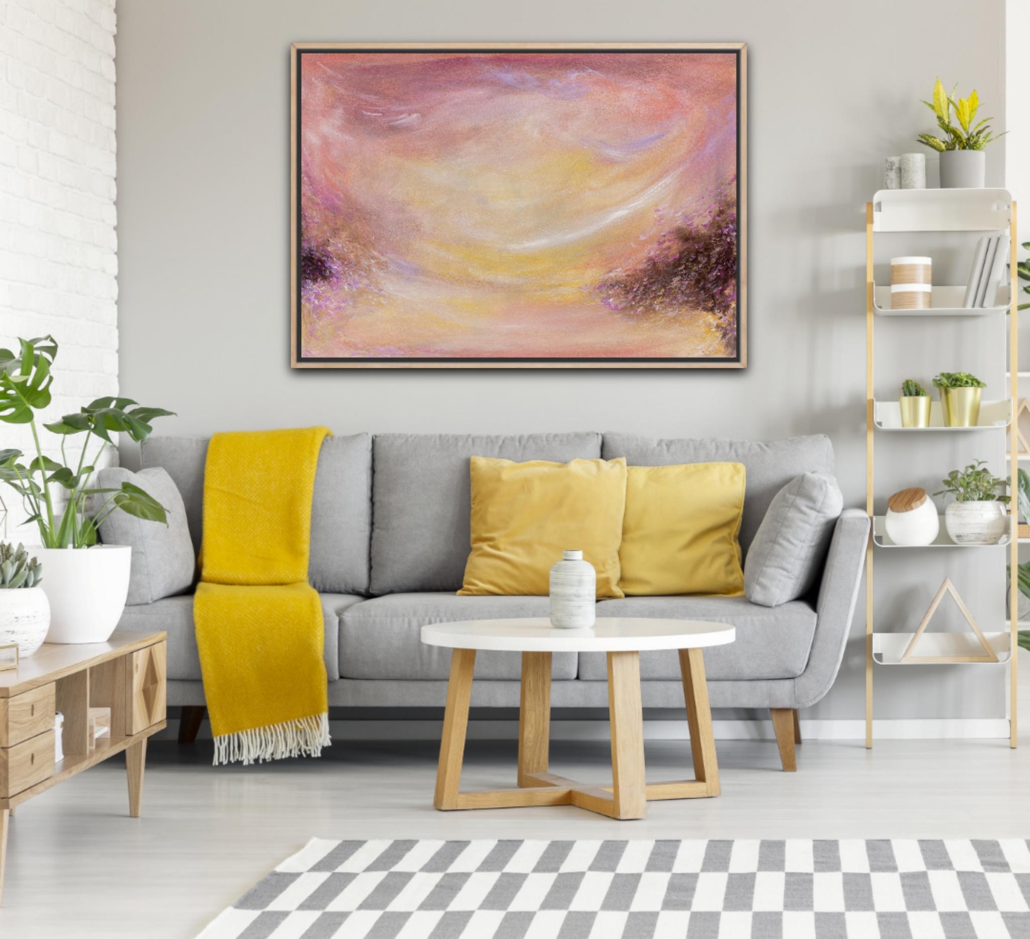 Ballata del vento - Quadro impressionista astratto di un caldo tramonto in vendita 3