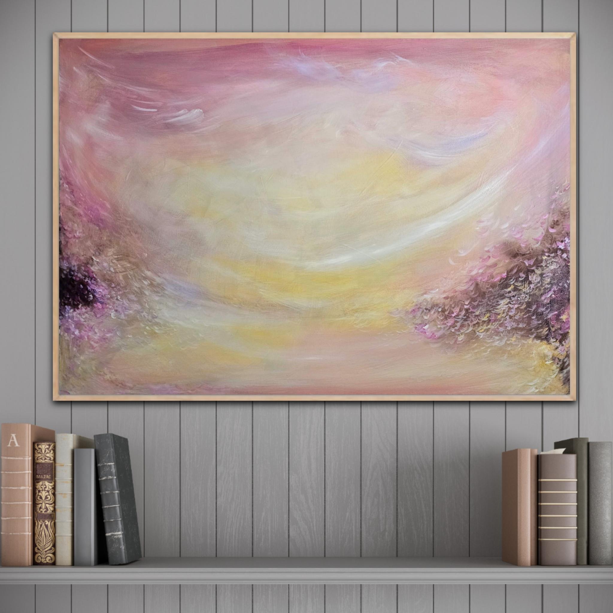 Ballad of the wind - Abstract impressionist warm sunset painting For Sale 8