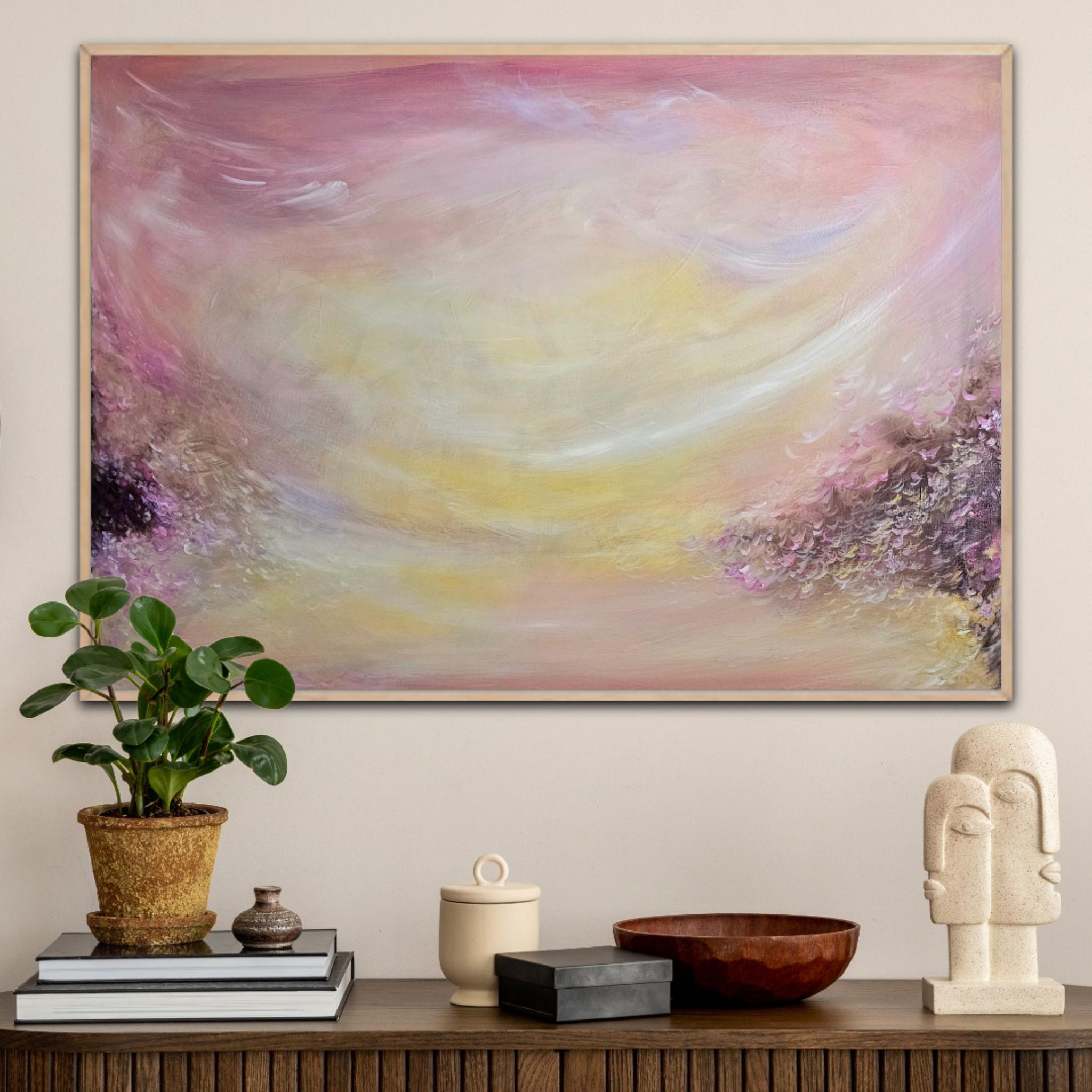 Ballad of the wind - Abstract impressionist warm sunset painting For Sale 9
