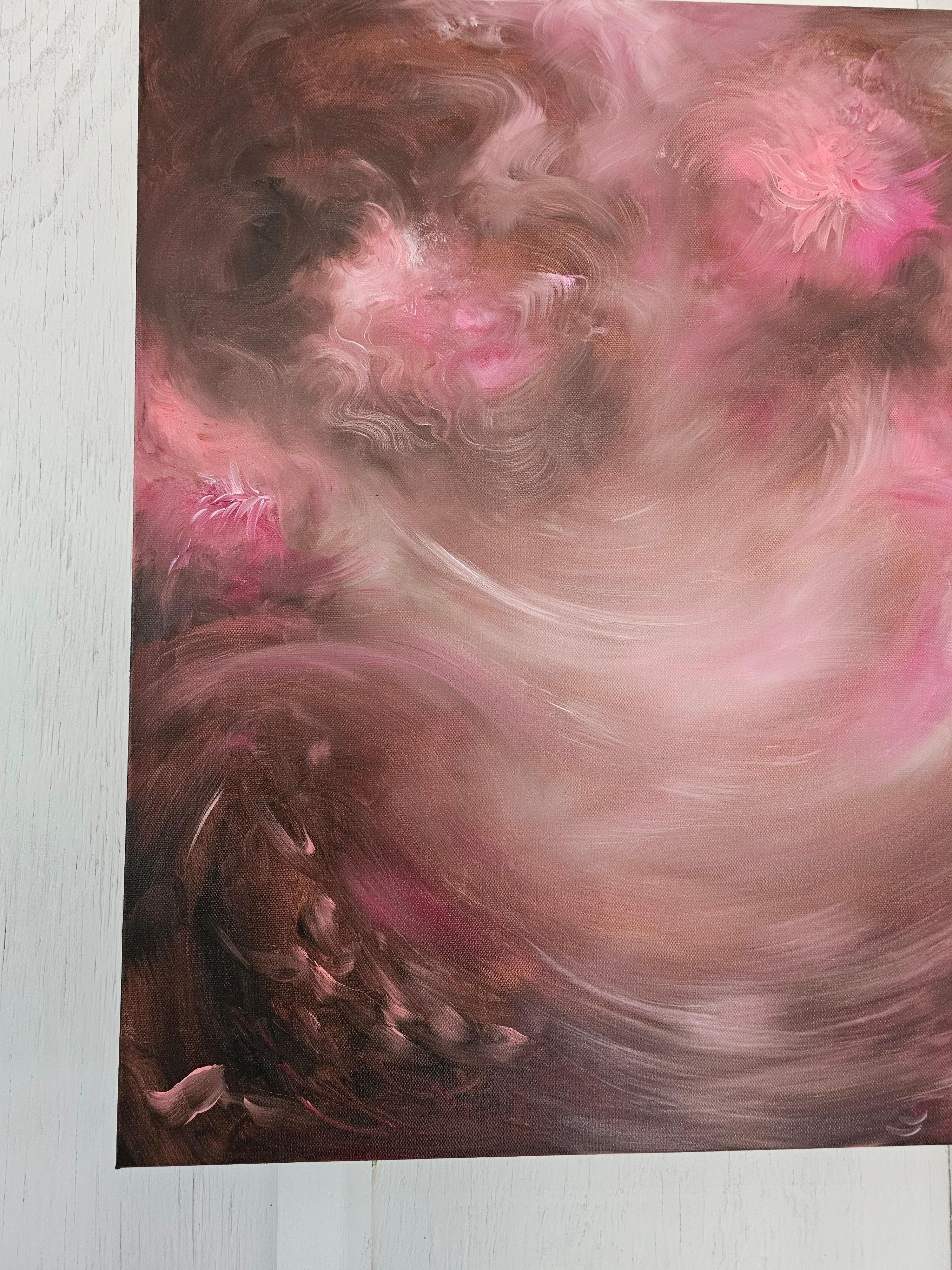 Ballerina - Dreamy brown and pink abstract impressionist painting For Sale 9
