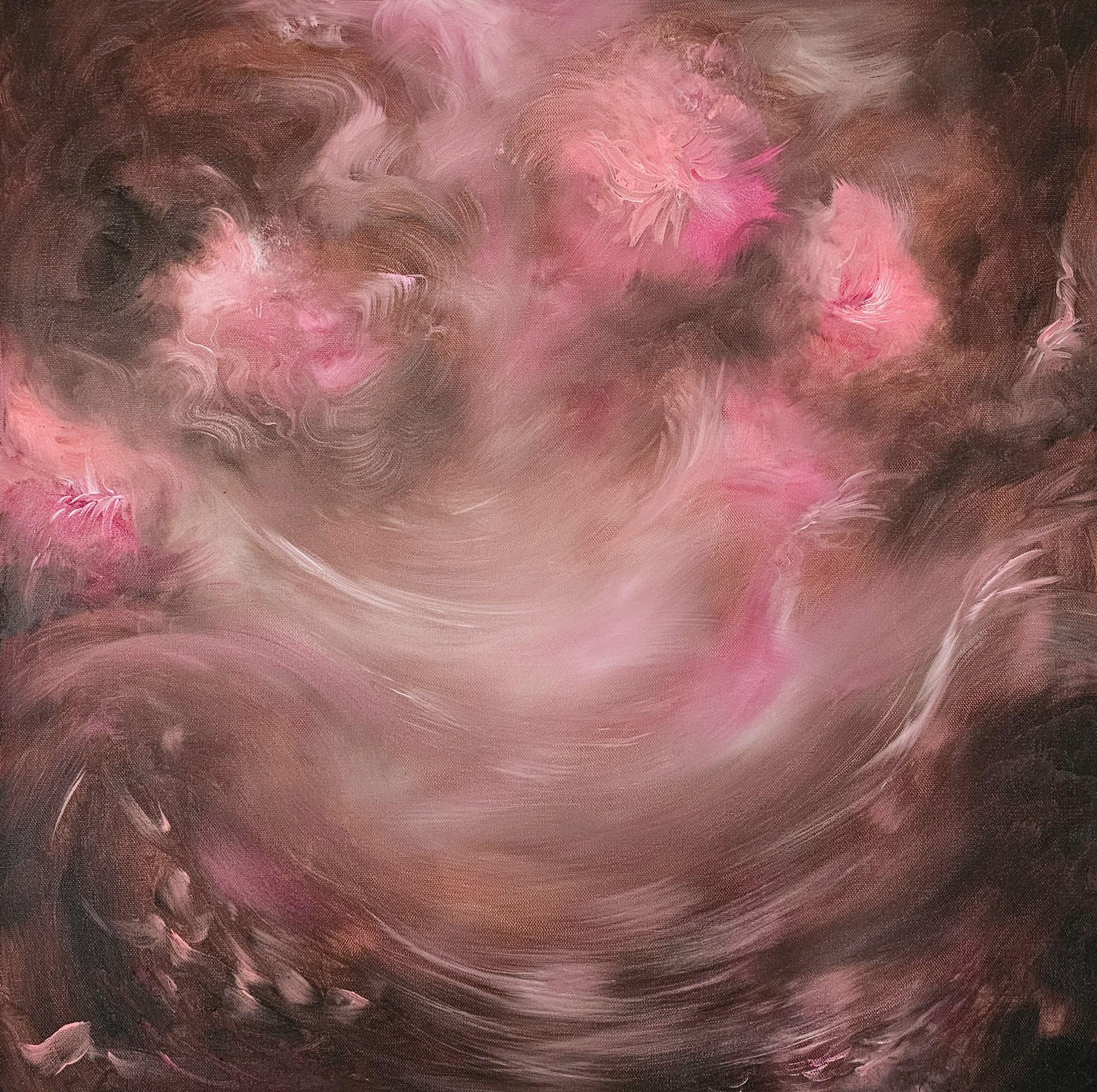Jennifer L. Baker Abstract Painting - Ballerina - Dreamy brown and pink abstract impressionist painting