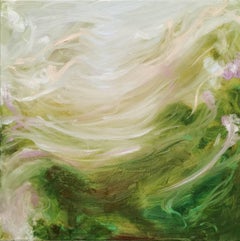 Beltane - Vibrant green abstract nature floral painting