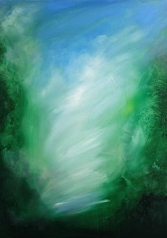 Bring Me To Life - Vibrant green abstract landscape painting