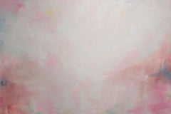 Celestial - Large white and pink minimalist abstract landscape painting