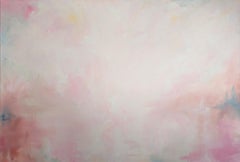 Celestial - Large white and pink minimalist abstract landscape painting