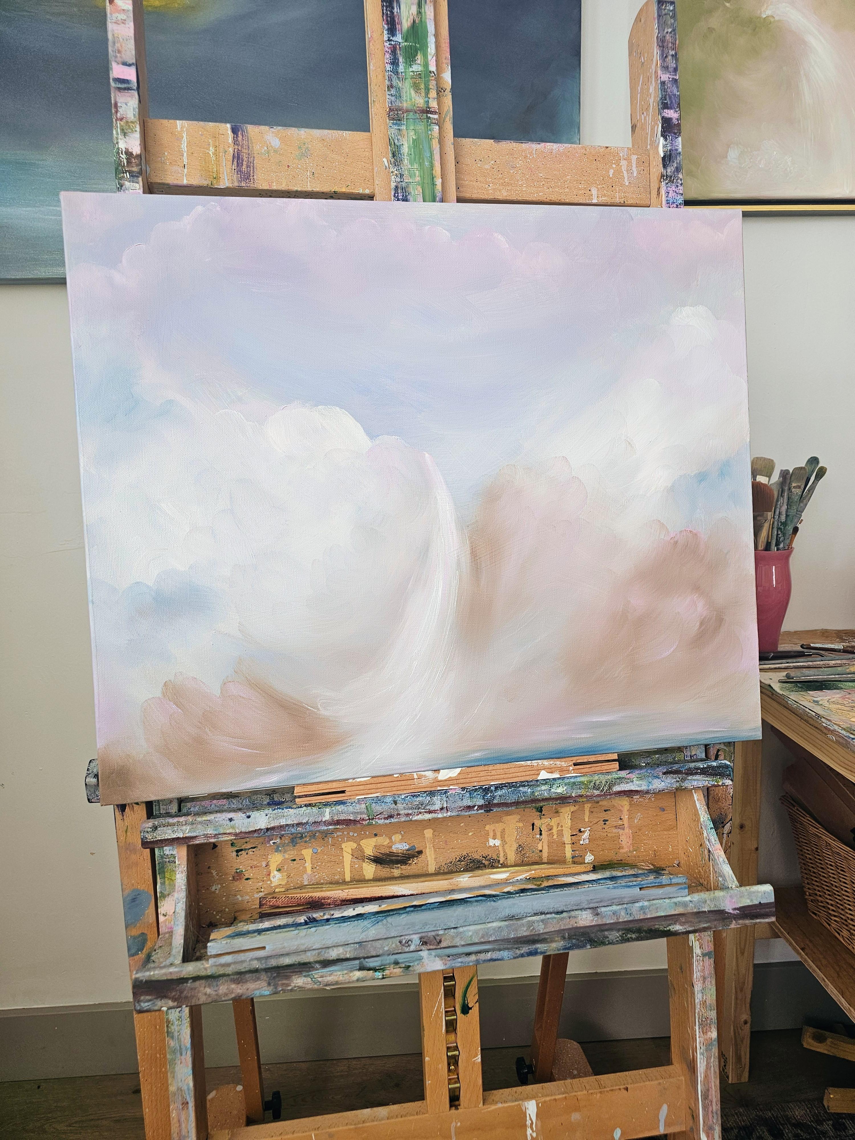 Cold and Snow and Wind and Pink Skies - Atmospheric abstract winter landscape im Angebot 1