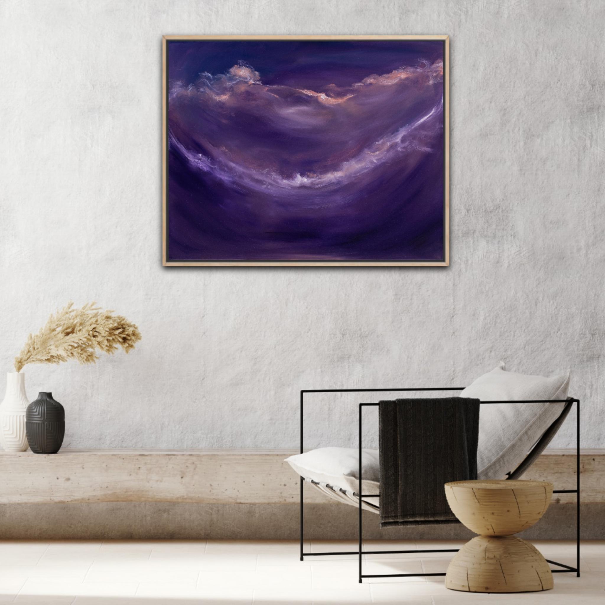 Rapsodia dello spazio profondo - Quadro astratto del cielo notturno viola 5