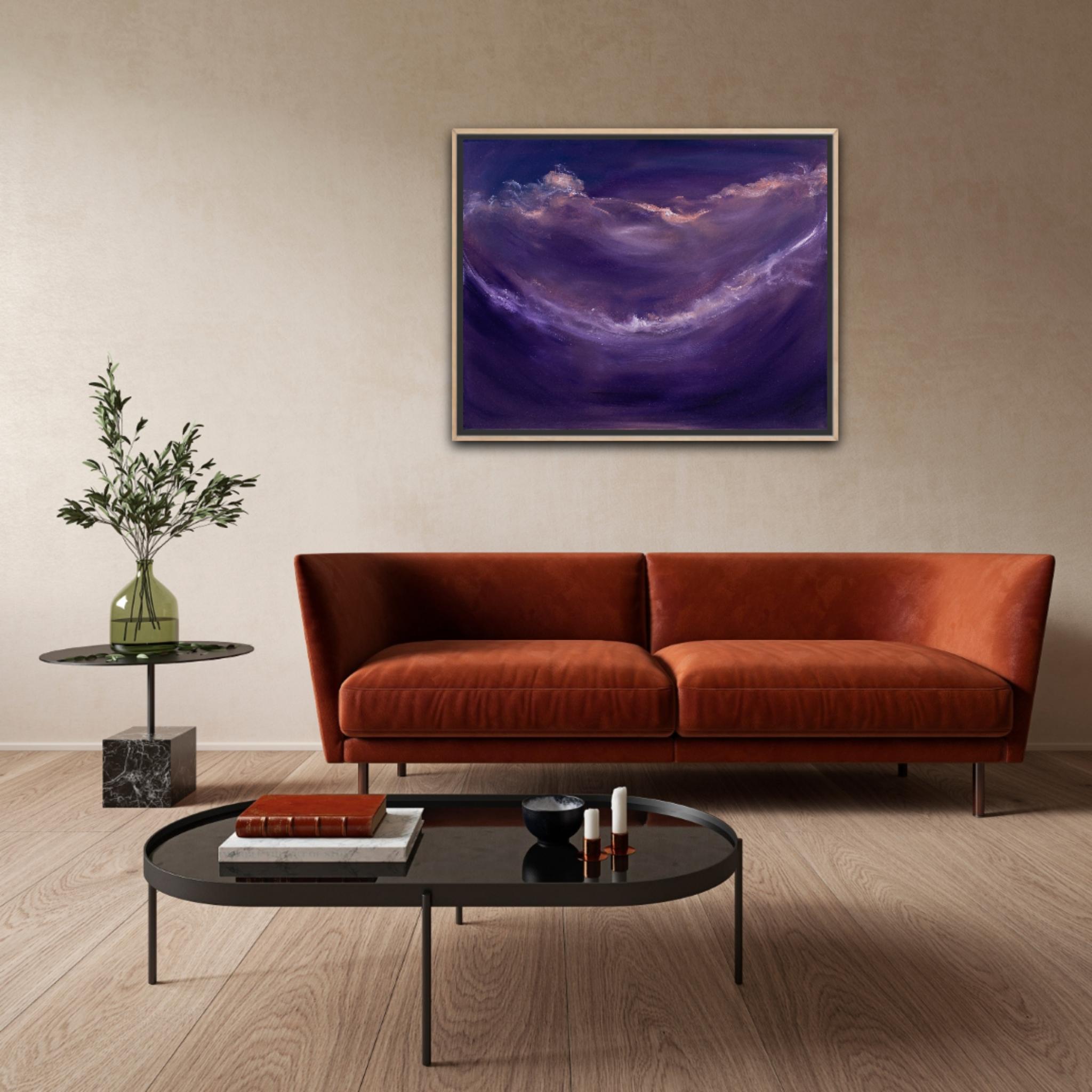 Deep space rhapsody - Abstract purple night sky painting For Sale 8