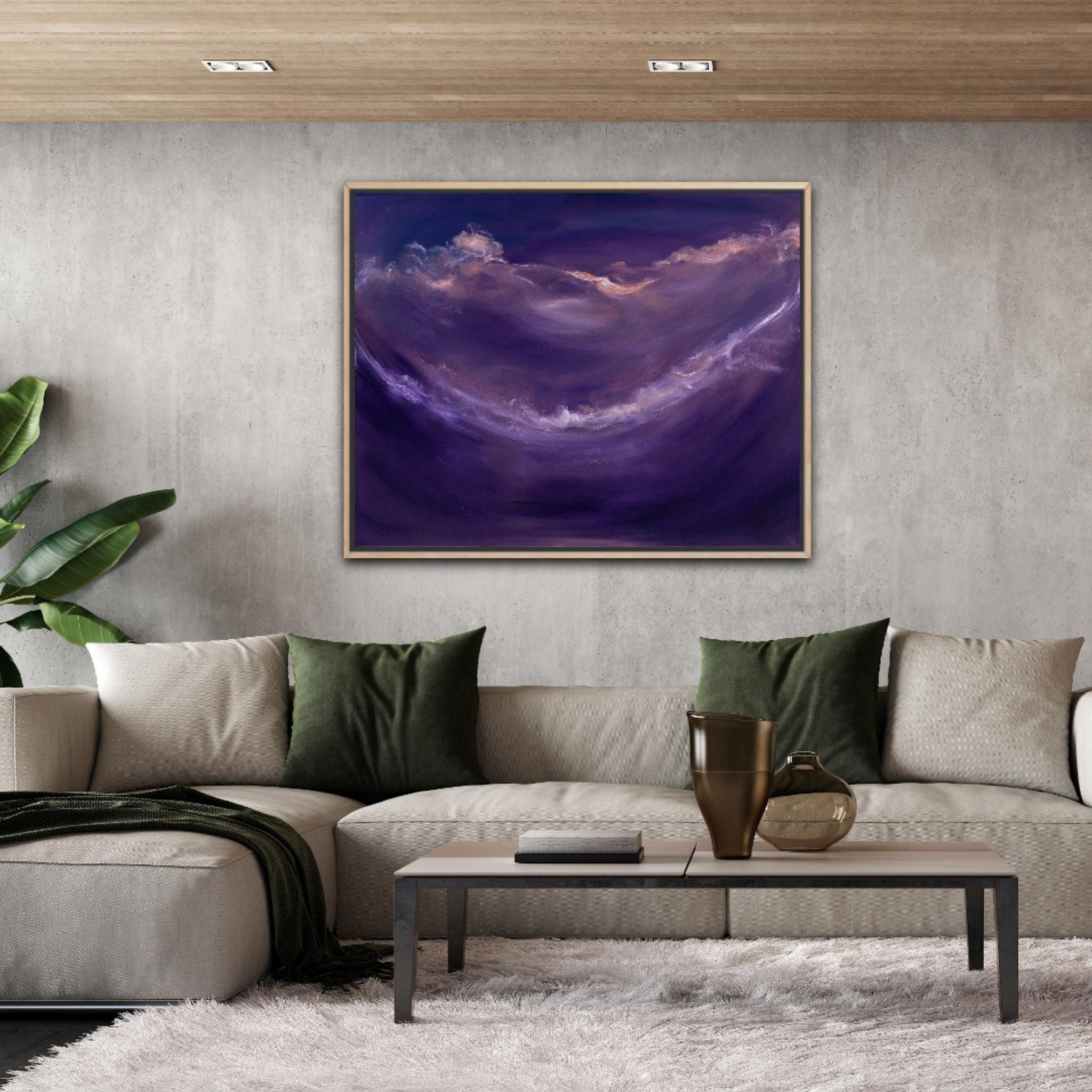 Deep space rhapsody - Abstract purple night sky painting For Sale 10
