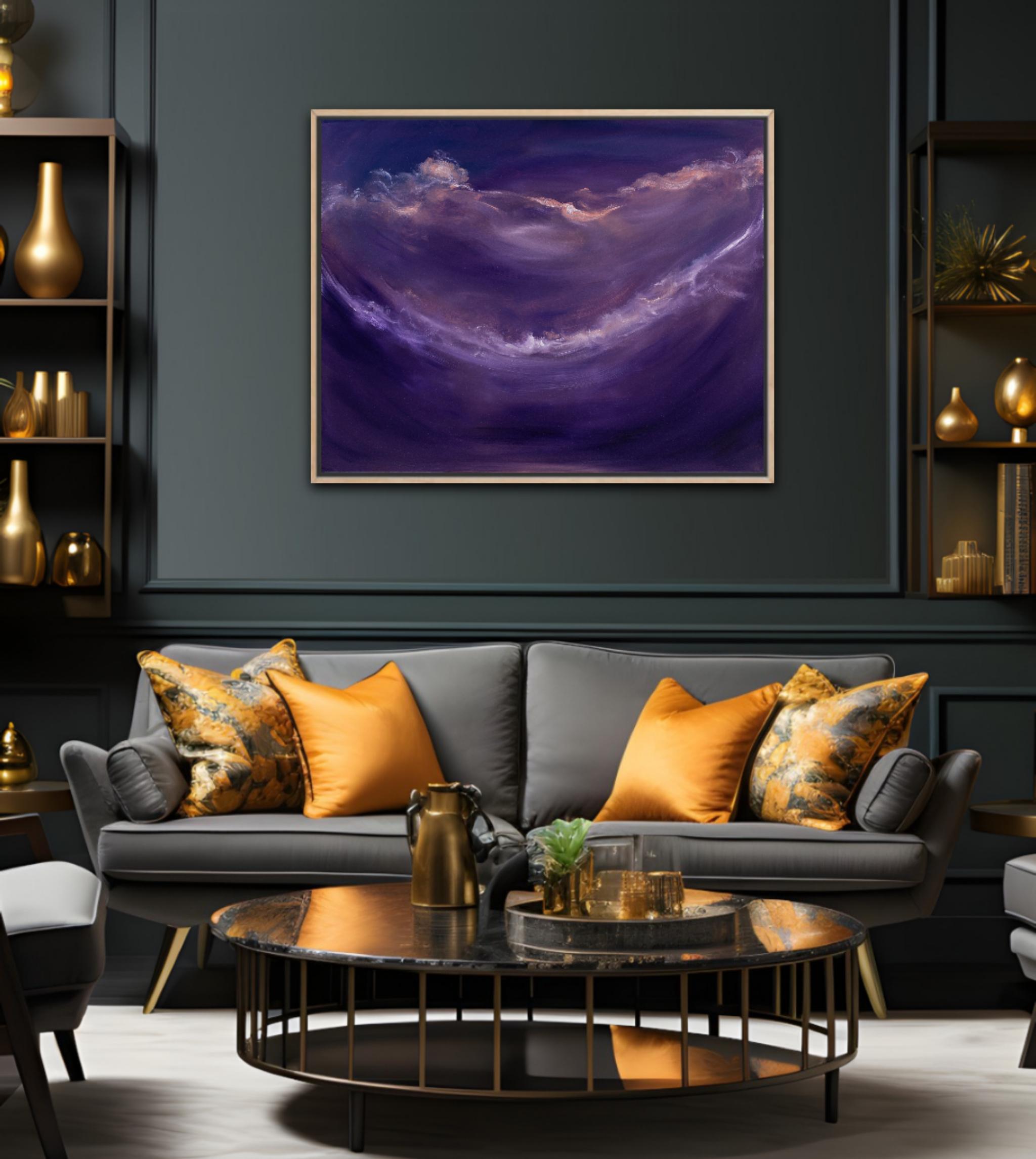 Deep space rhapsody - Abstract purple night sky painting - Painting by Jennifer L. Baker