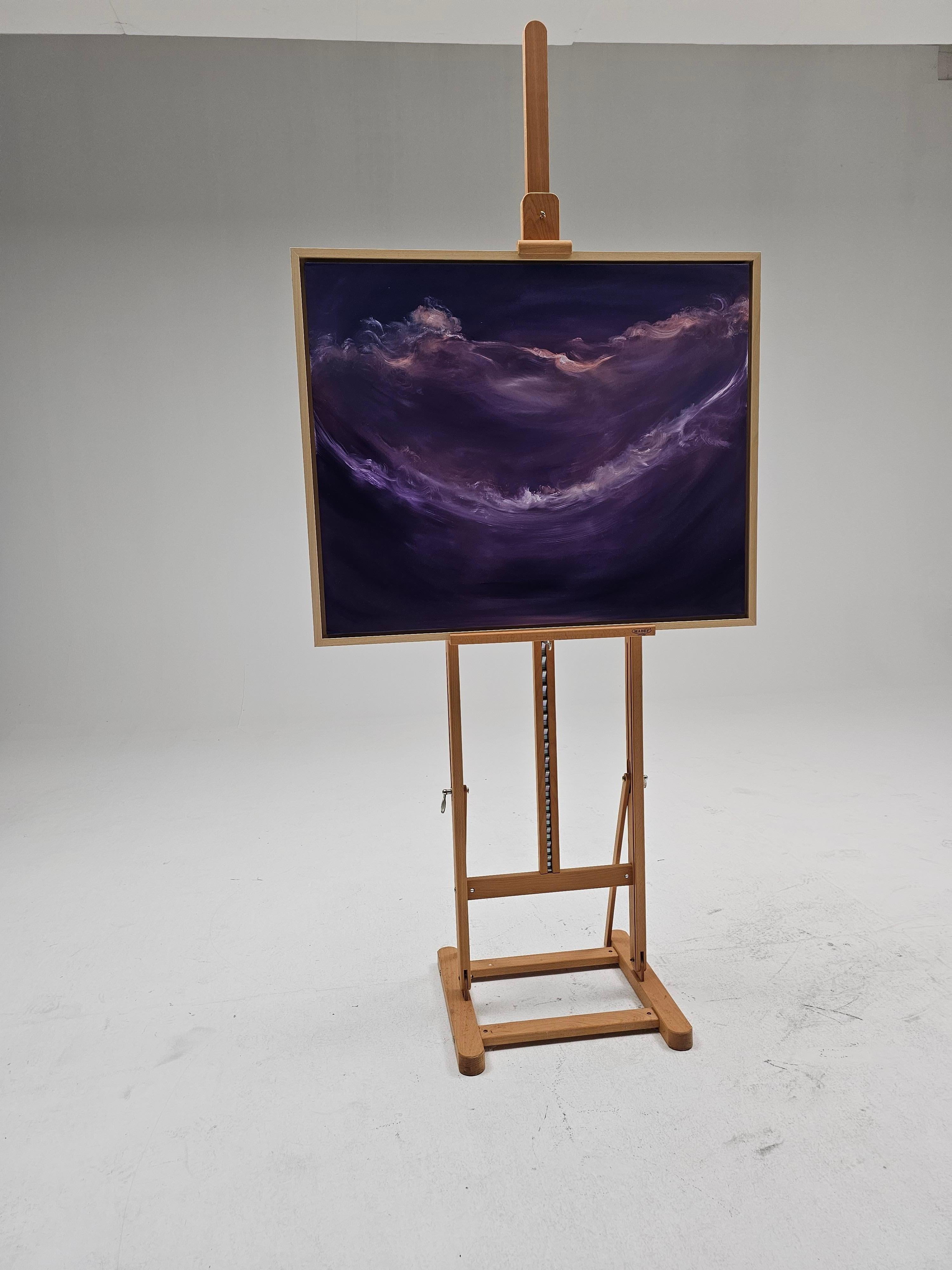Rapsodia dello spazio profondo - Quadro astratto del cielo notturno viola - Painting Astratto di Jennifer L. Baker