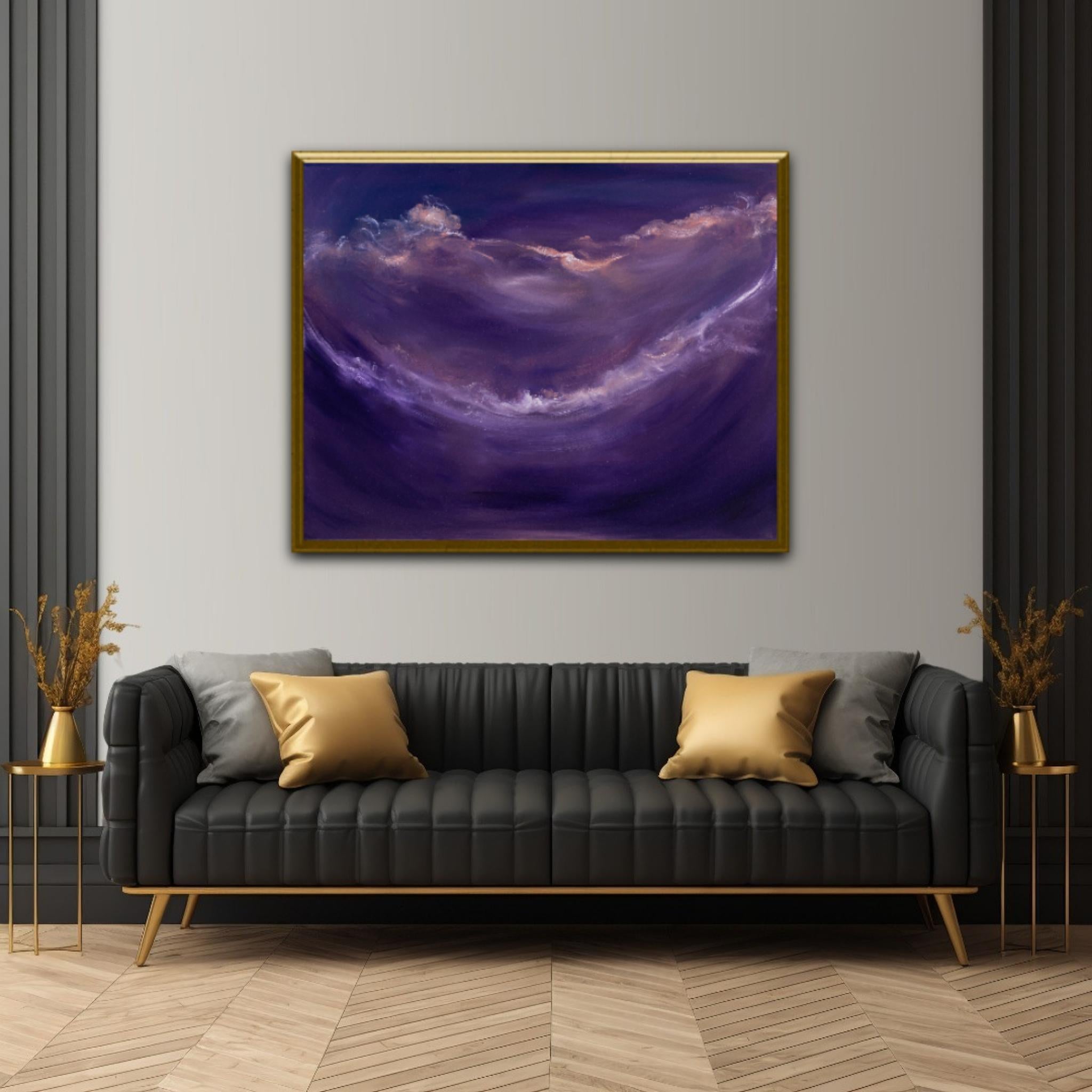 Deep space rhapsody - Abstract purple night sky painting For Sale 1