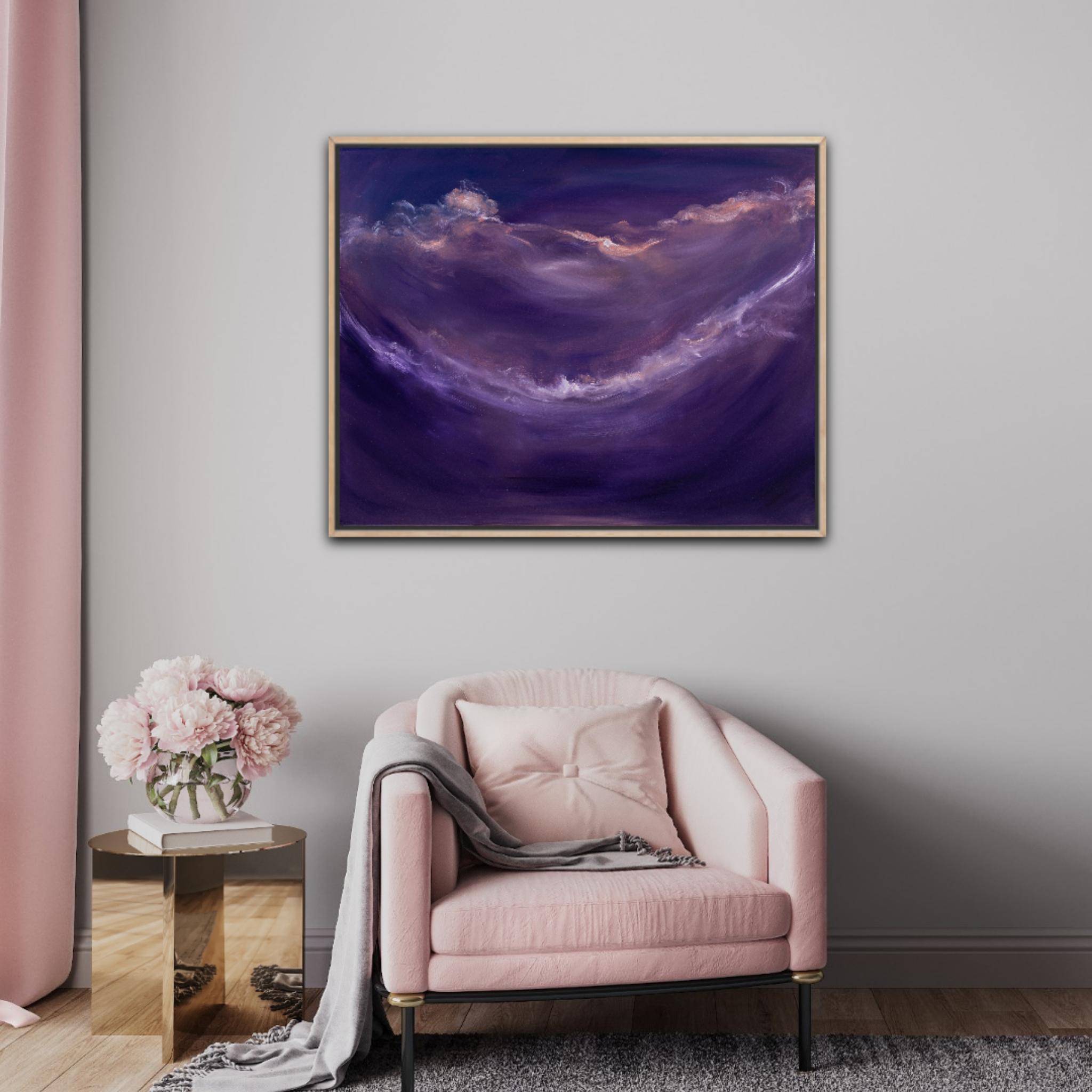 Deep space rhapsody - Abstract purple night sky painting For Sale 5