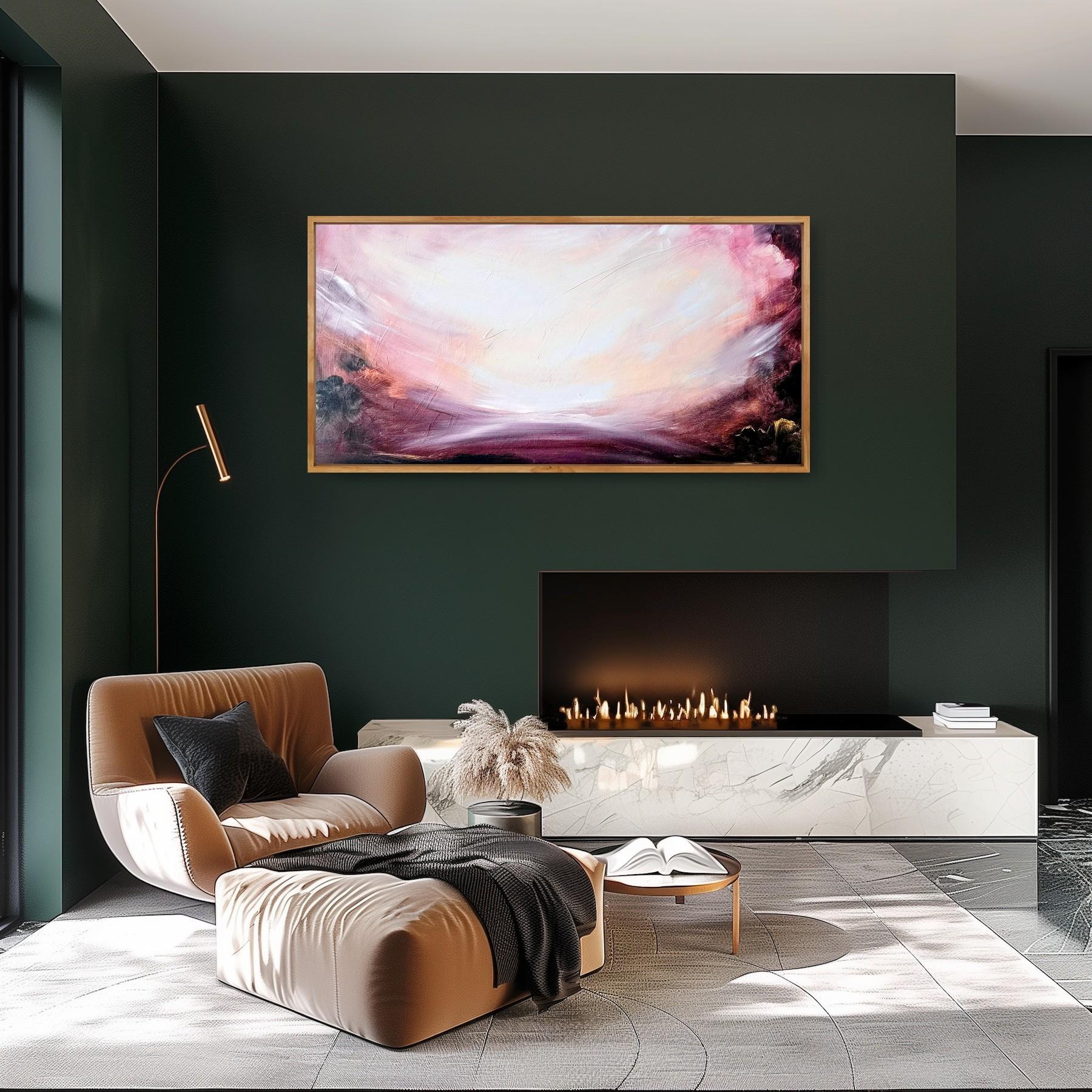 Eternal Etna - Dramatic abstract landscape sky painting - Painting by Jennifer L. Baker