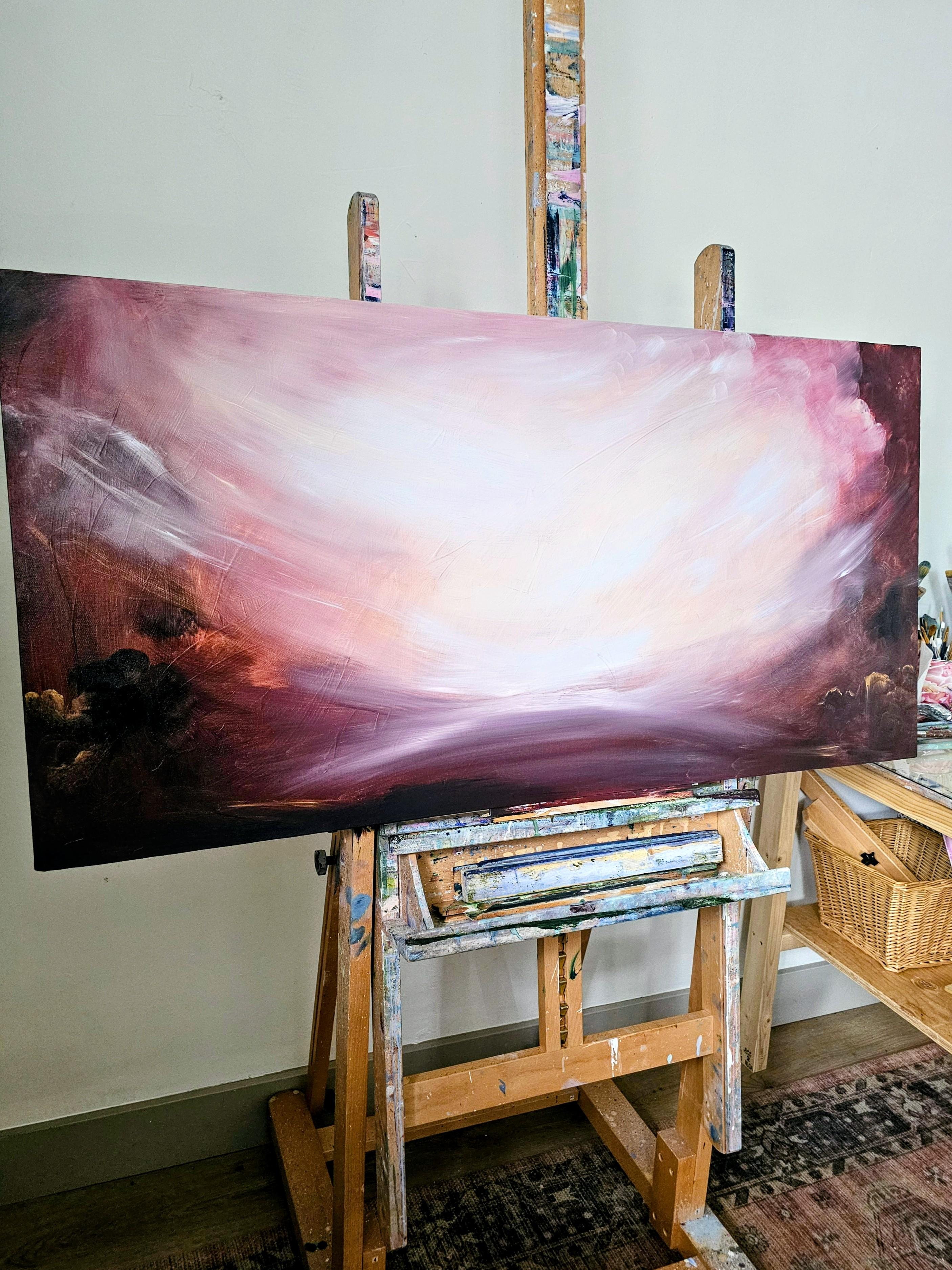 Eternal Etna - Dramatic abstract landscape sky painting - Contemporary Painting by Jennifer L. Baker