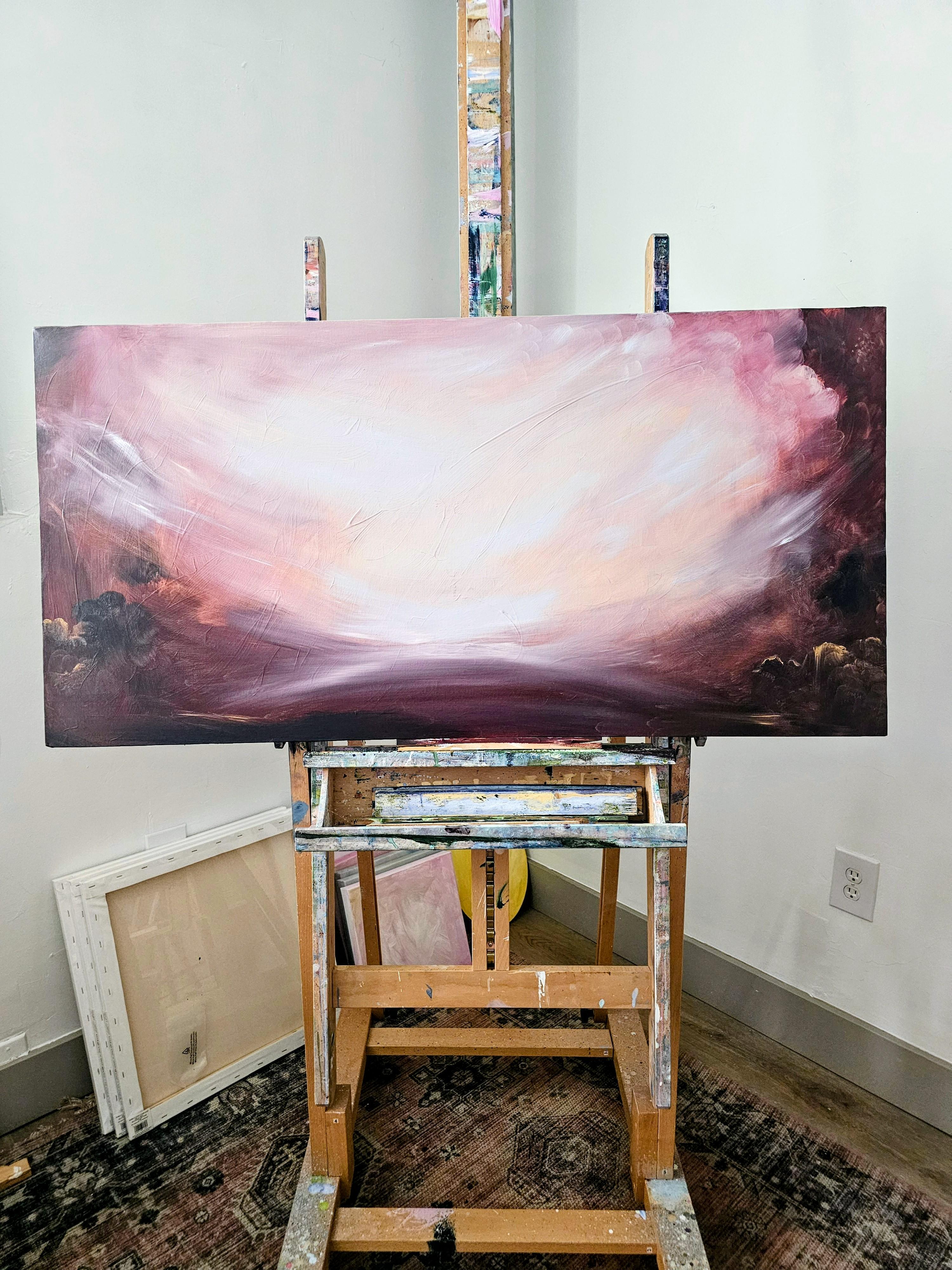 Eternal Etna - Dramatic abstract landscape sky painting For Sale 1