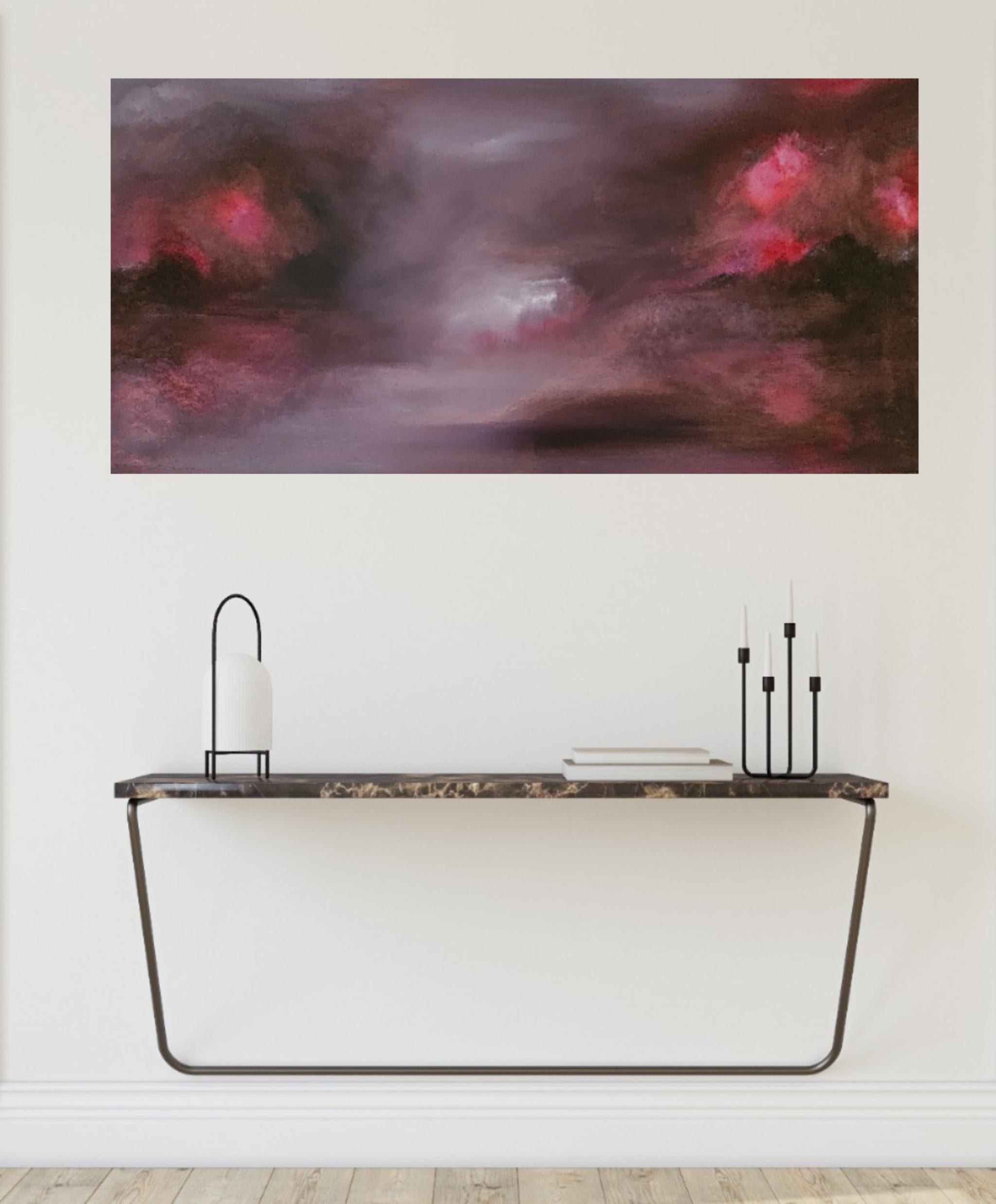 L'Etna se lève - Peinture abstraite dramatique de paysage en vente 5