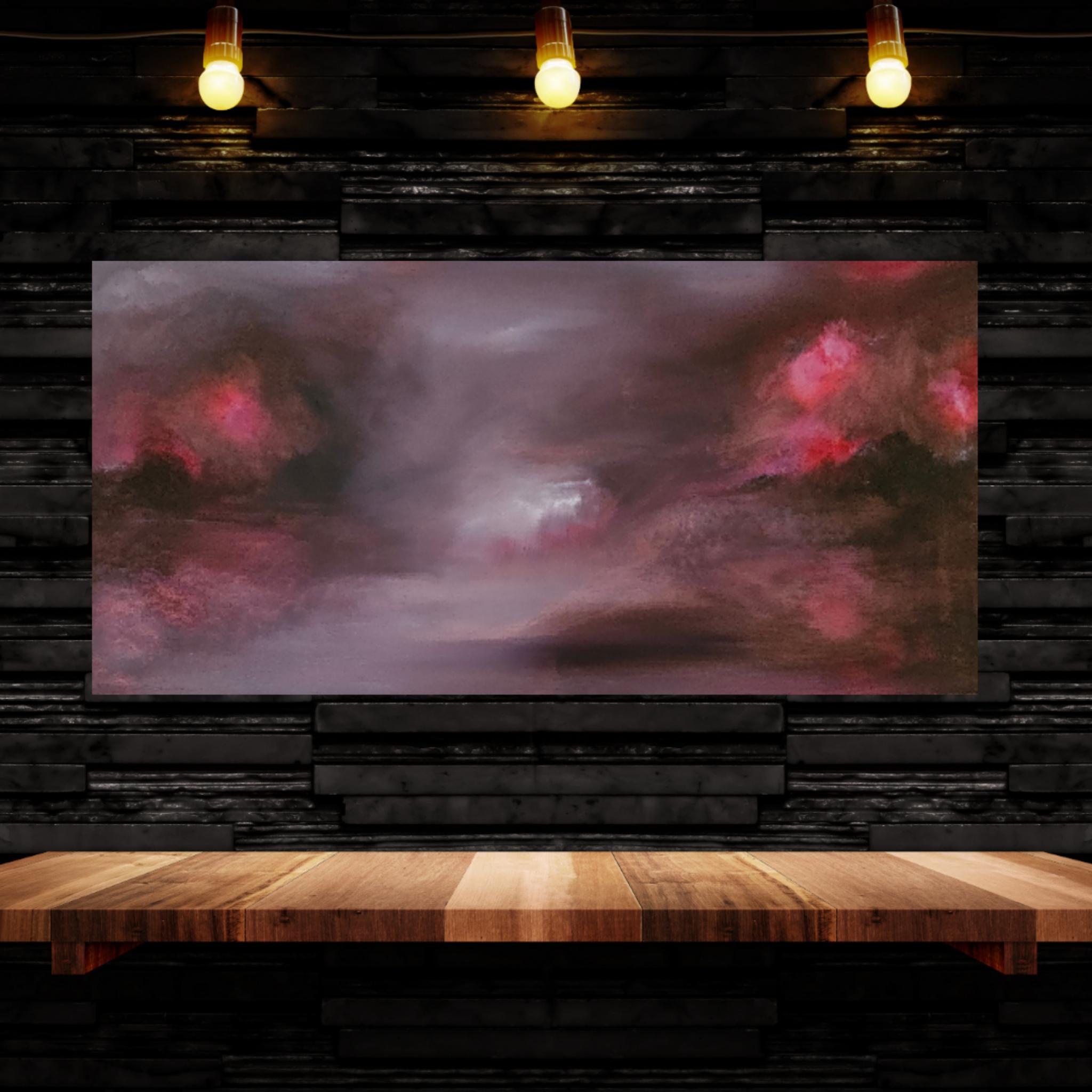 L'Etna se lève - Peinture abstraite dramatique de paysage en vente 6