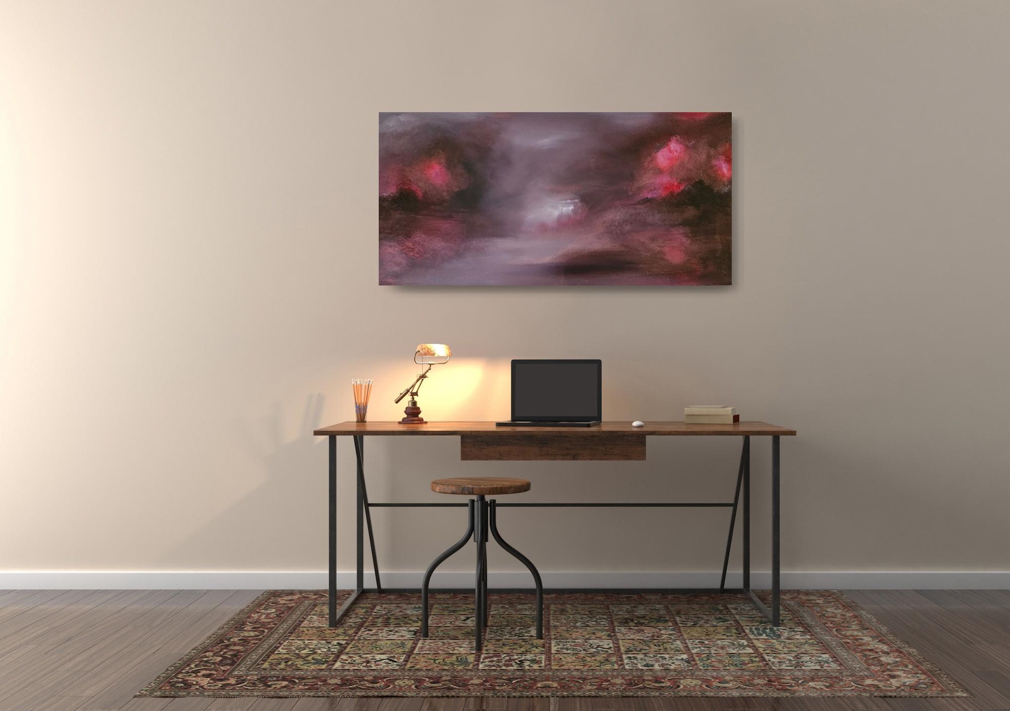 L'Etna se lève - Peinture abstraite dramatique de paysage en vente 7