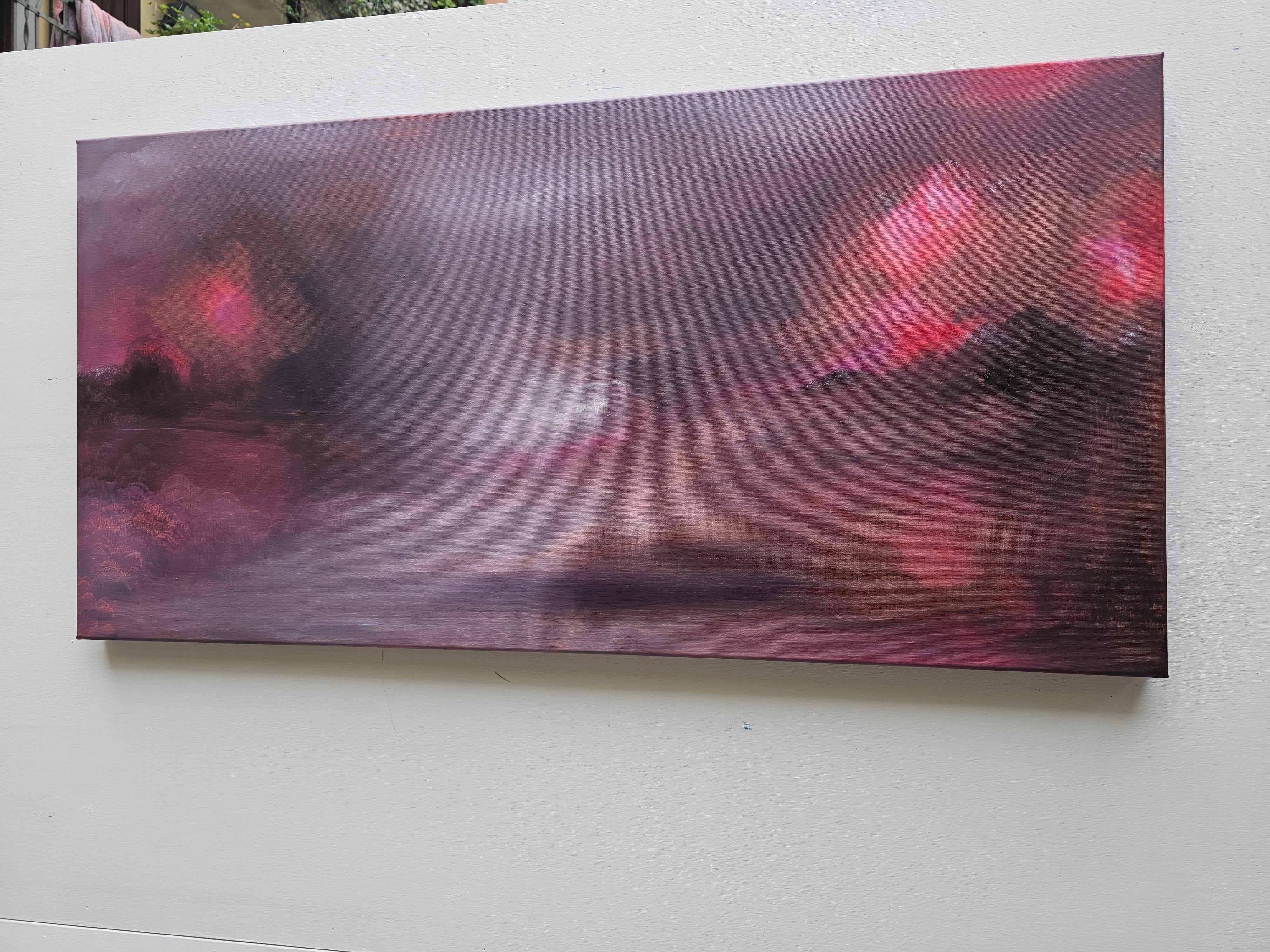 L'Etna se lève - Peinture abstraite dramatique de paysage en vente 12