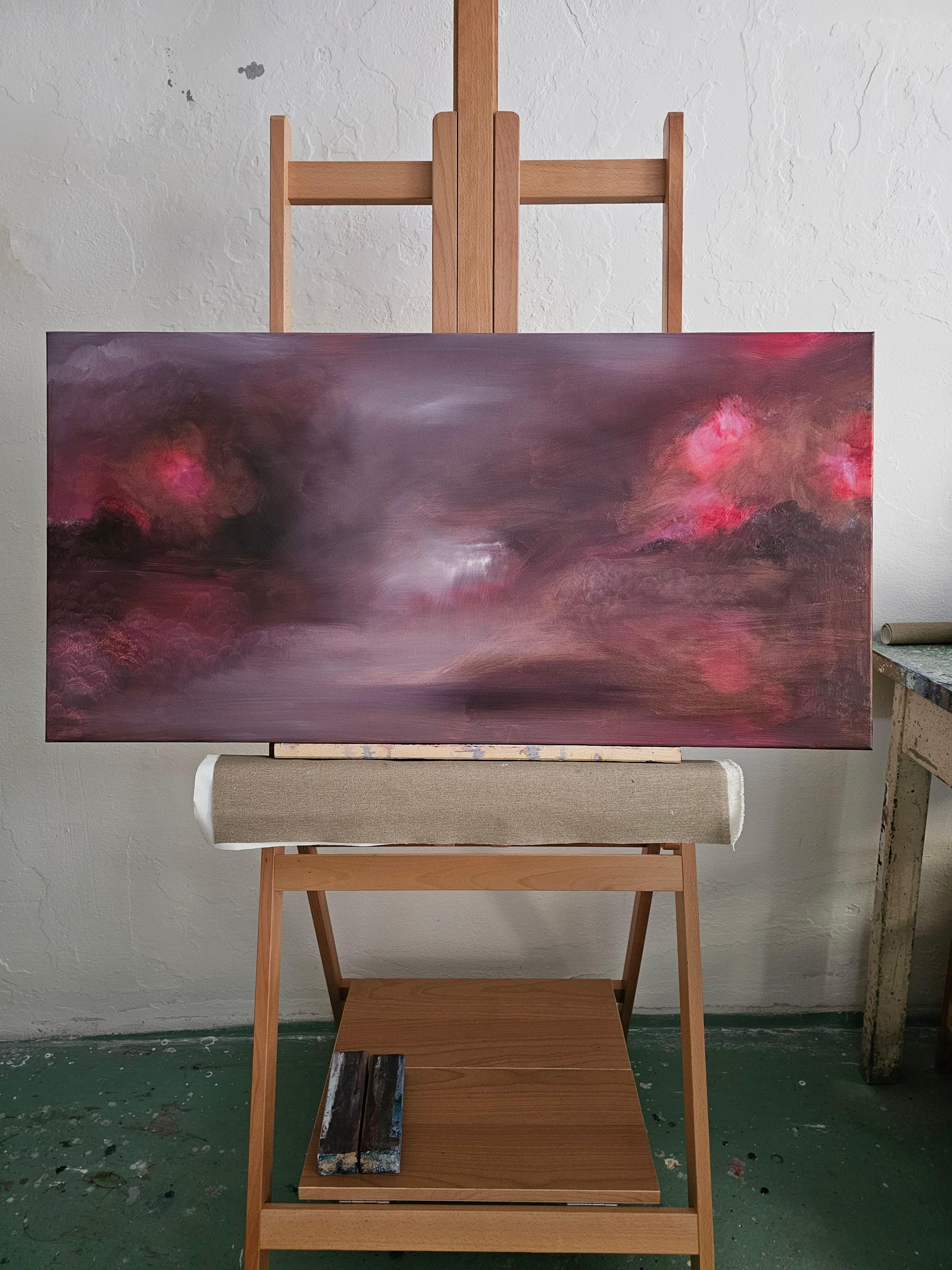 L'Etna se lève - Peinture abstraite dramatique de paysage en vente 15