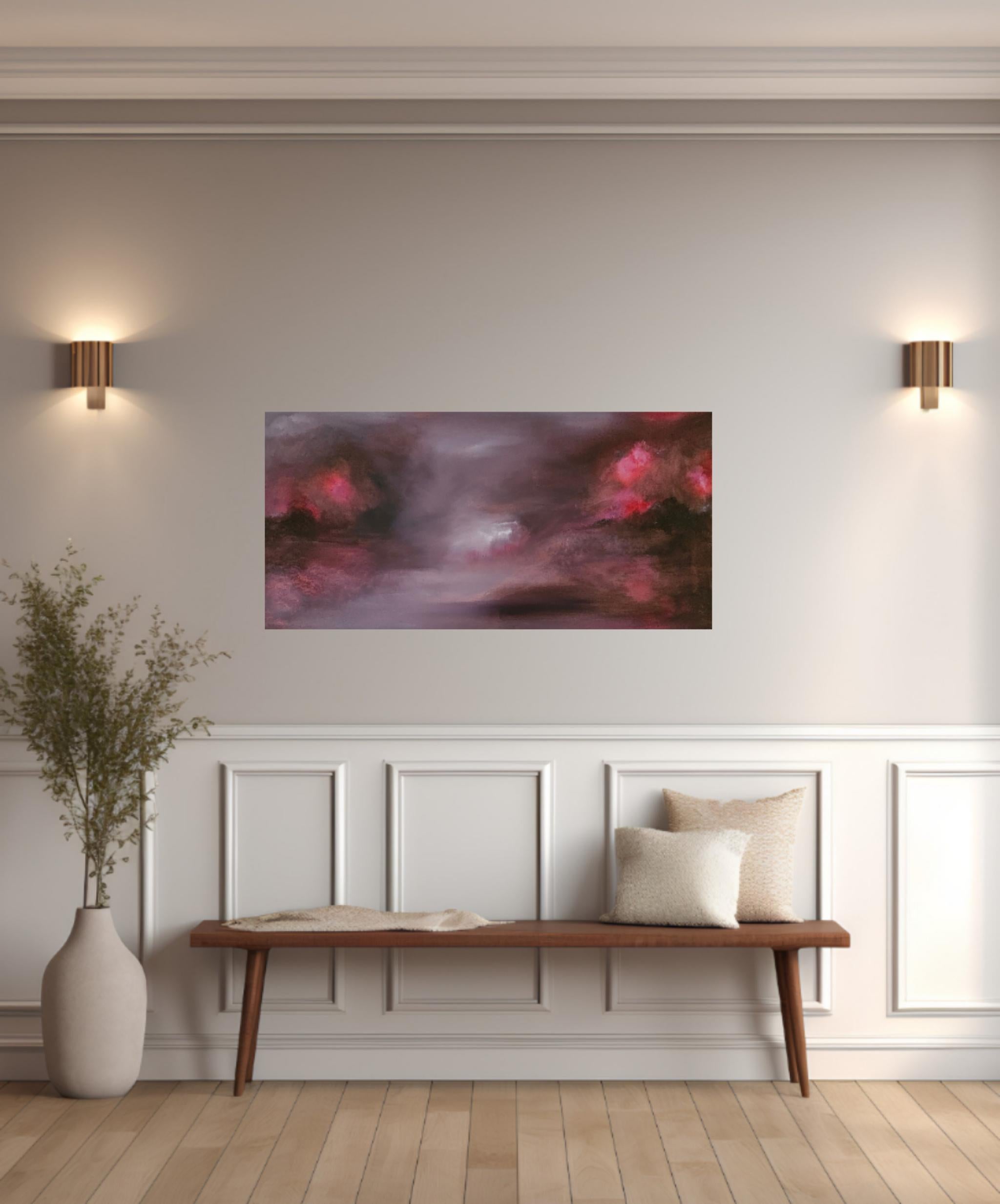 L'Etna se lève - Peinture abstraite dramatique de paysage en vente 1