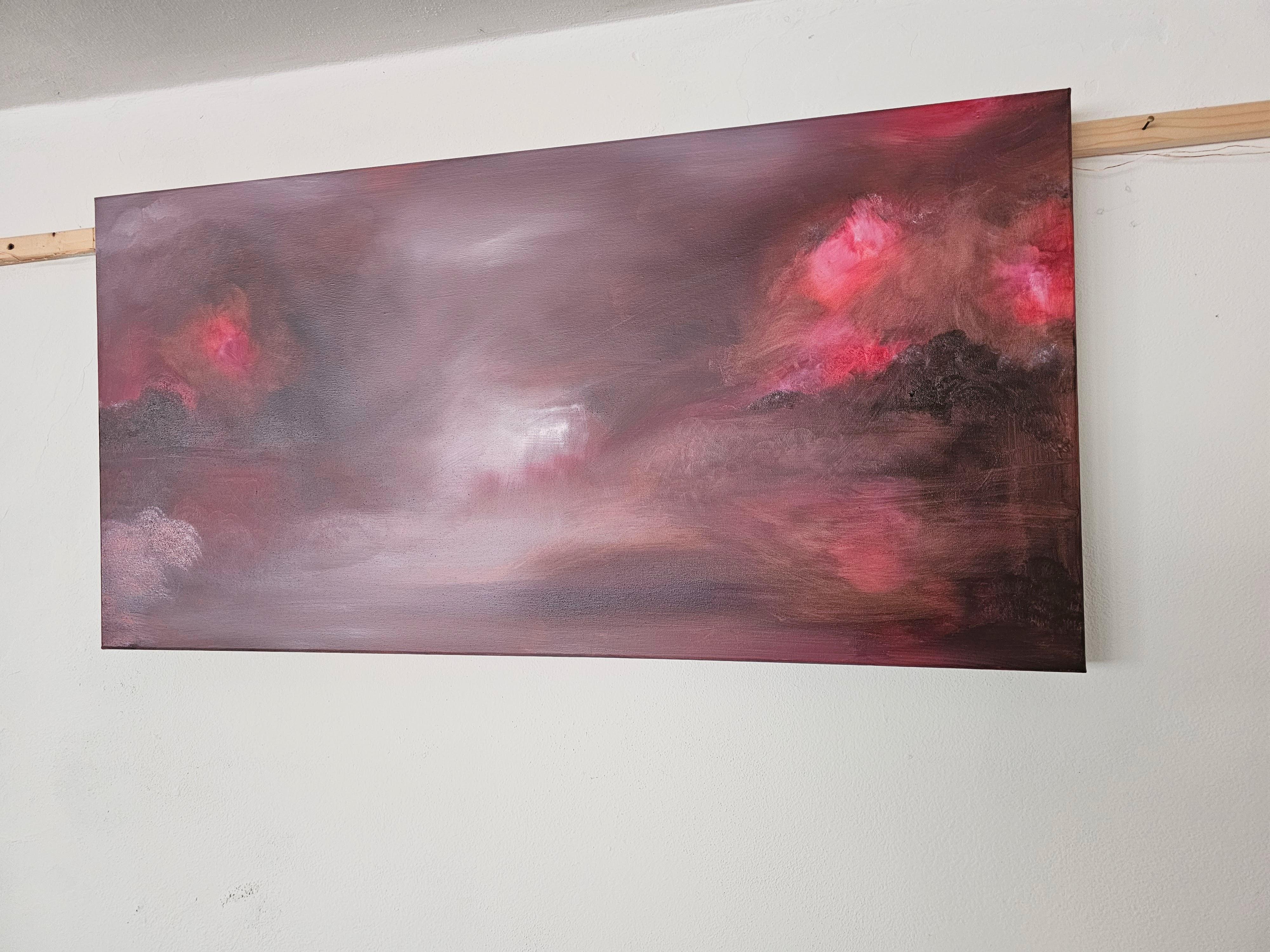 L'Etna se lève - Peinture abstraite dramatique de paysage en vente 2