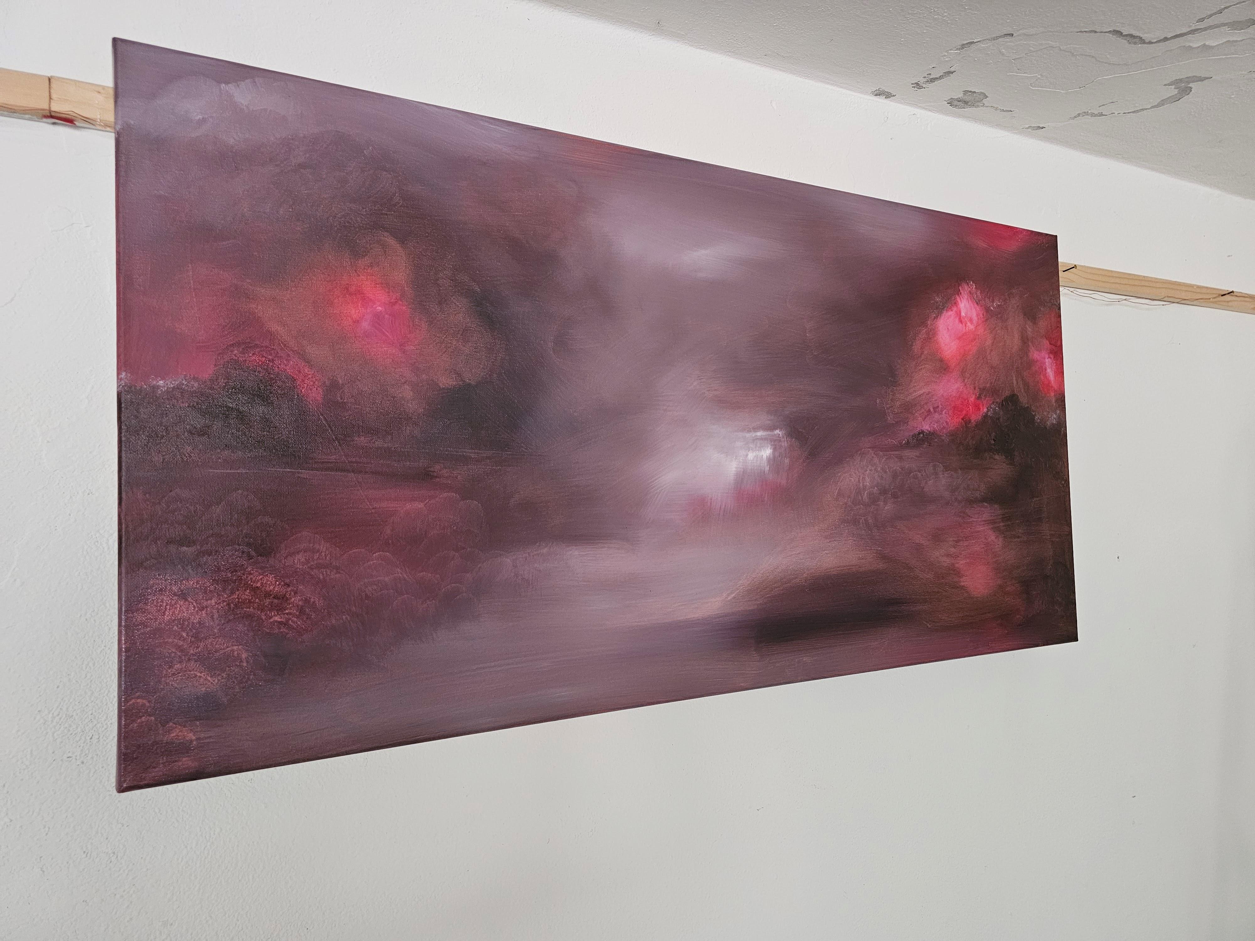 L'Etna se lève - Peinture abstraite dramatique de paysage en vente 3