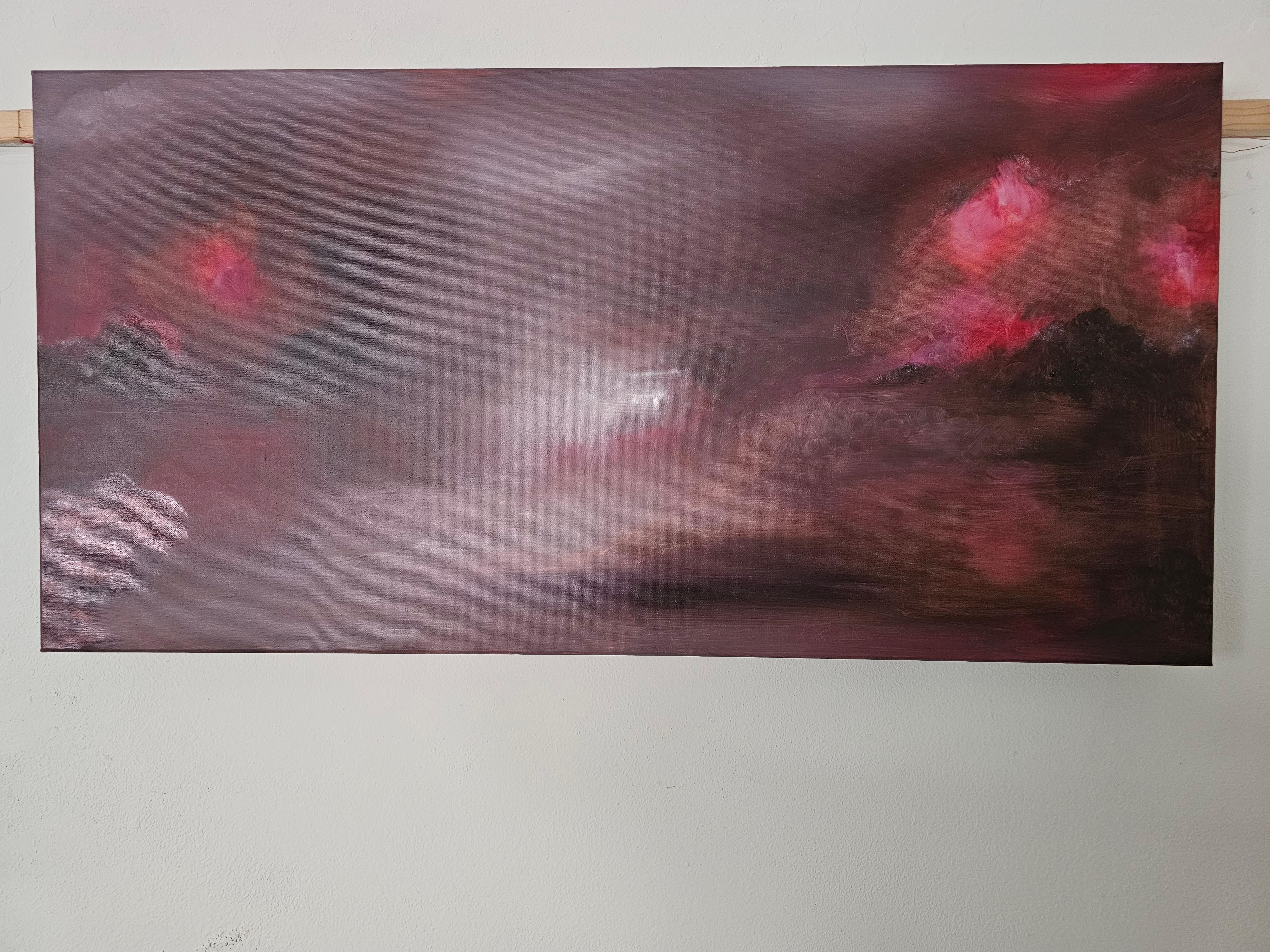 L'Etna se lève - Peinture abstraite dramatique de paysage en vente 4