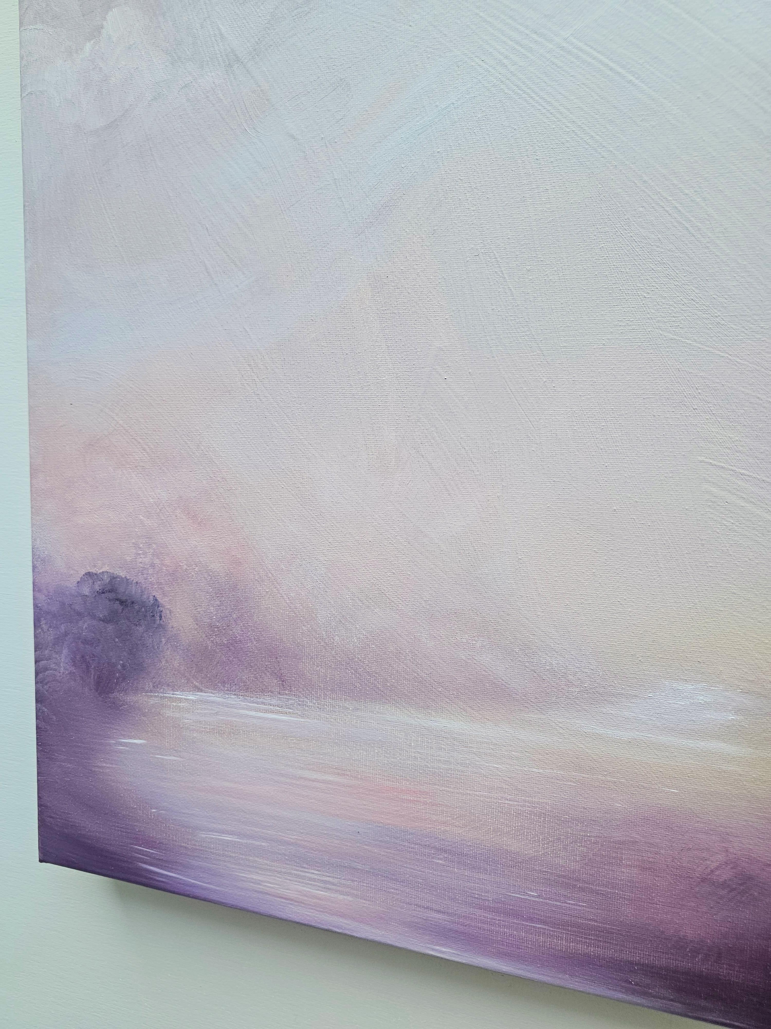 Evocation of the dawn - Soft abstract landscape painting For Sale 1