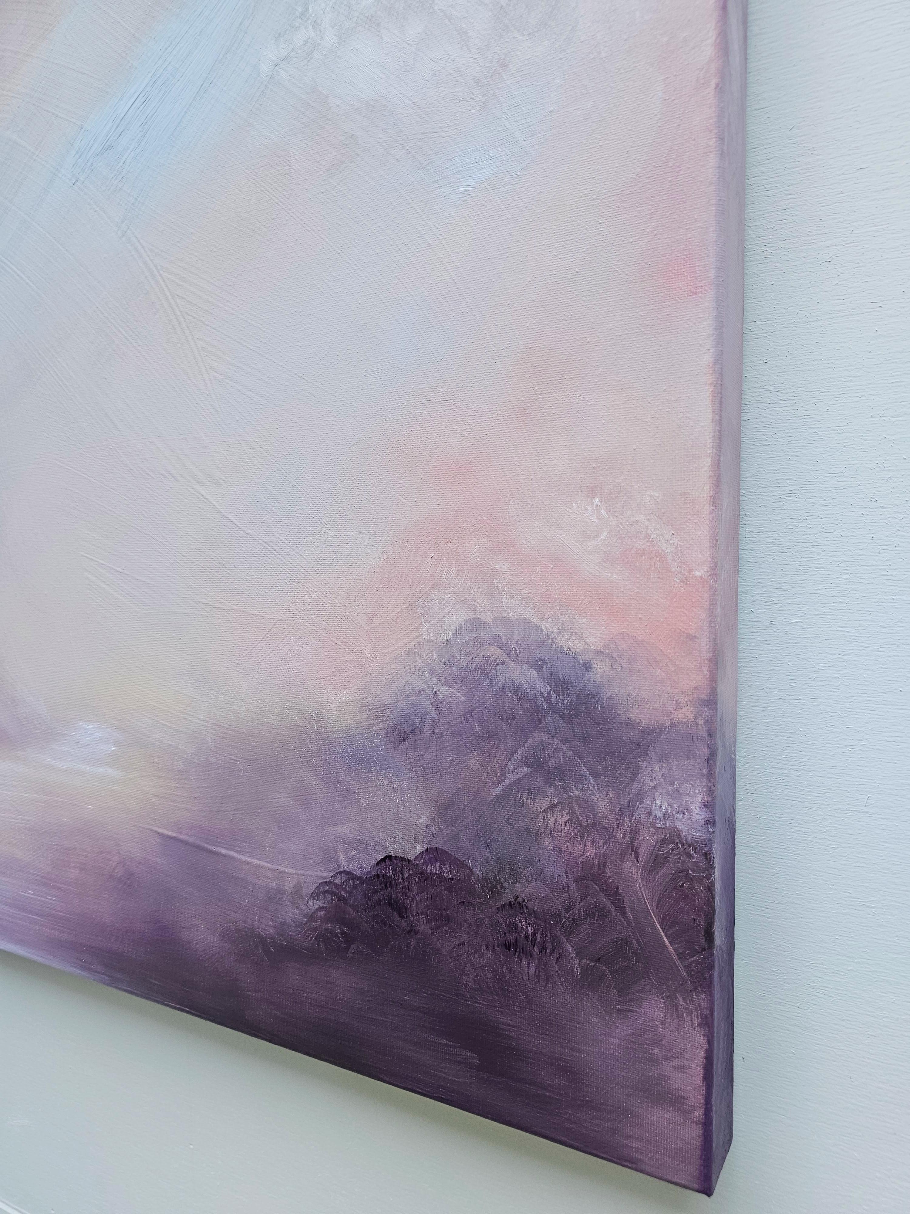 Evocation of the dawn - Soft abstract landscape painting For Sale 2