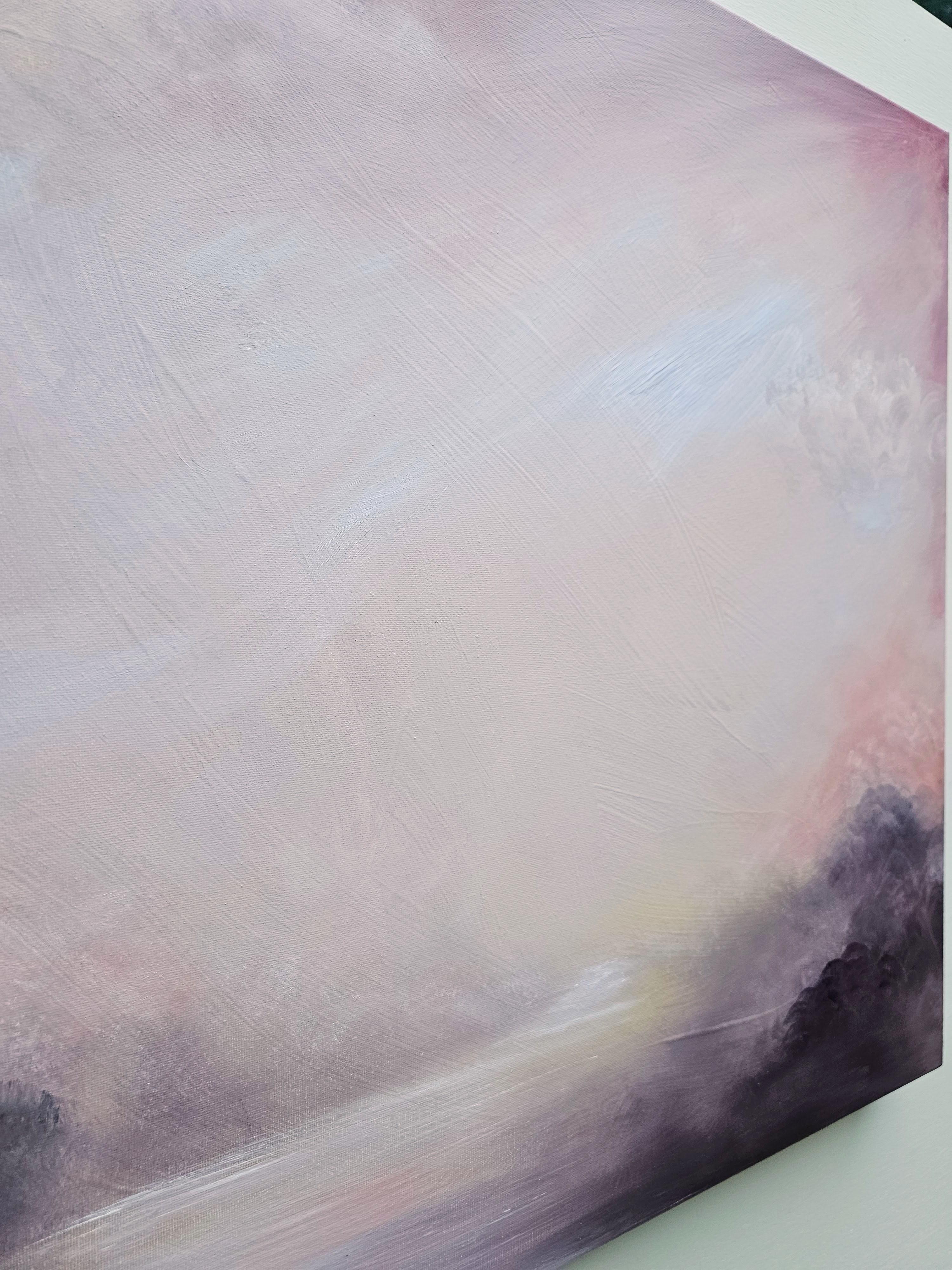 Evocation of the dawn - Soft abstract landscape painting For Sale 3