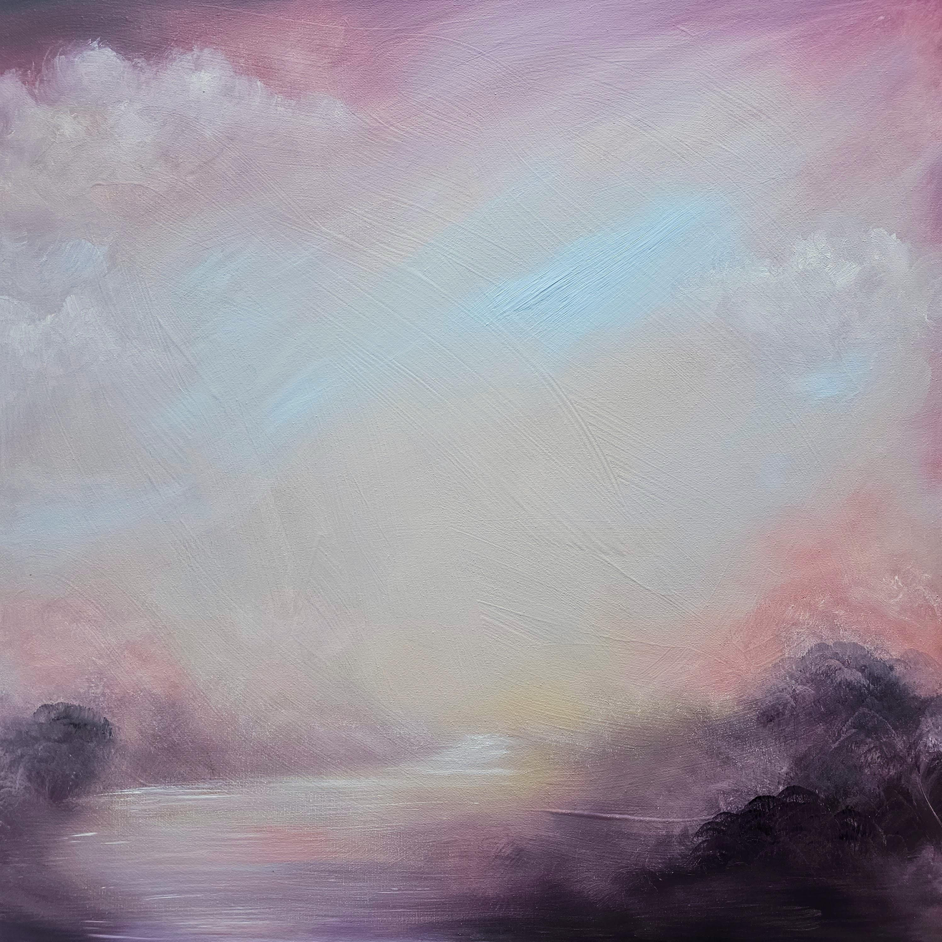 Jennifer L. Baker Landscape Painting - Evocation of the dawn - Soft abstract landscape painting