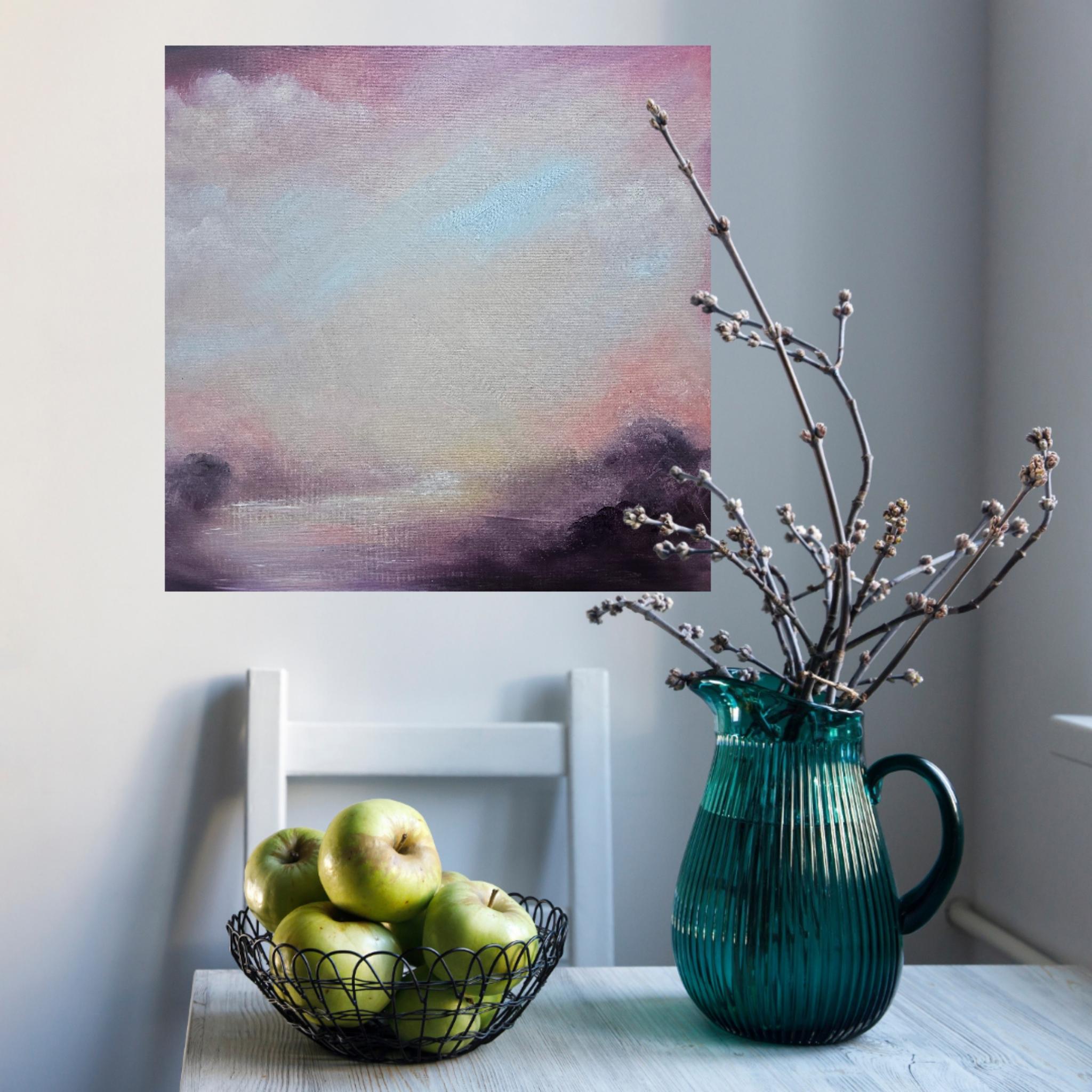 Evocazione dell'alba - Pittura astratta morbida di paesaggio in vendita 5