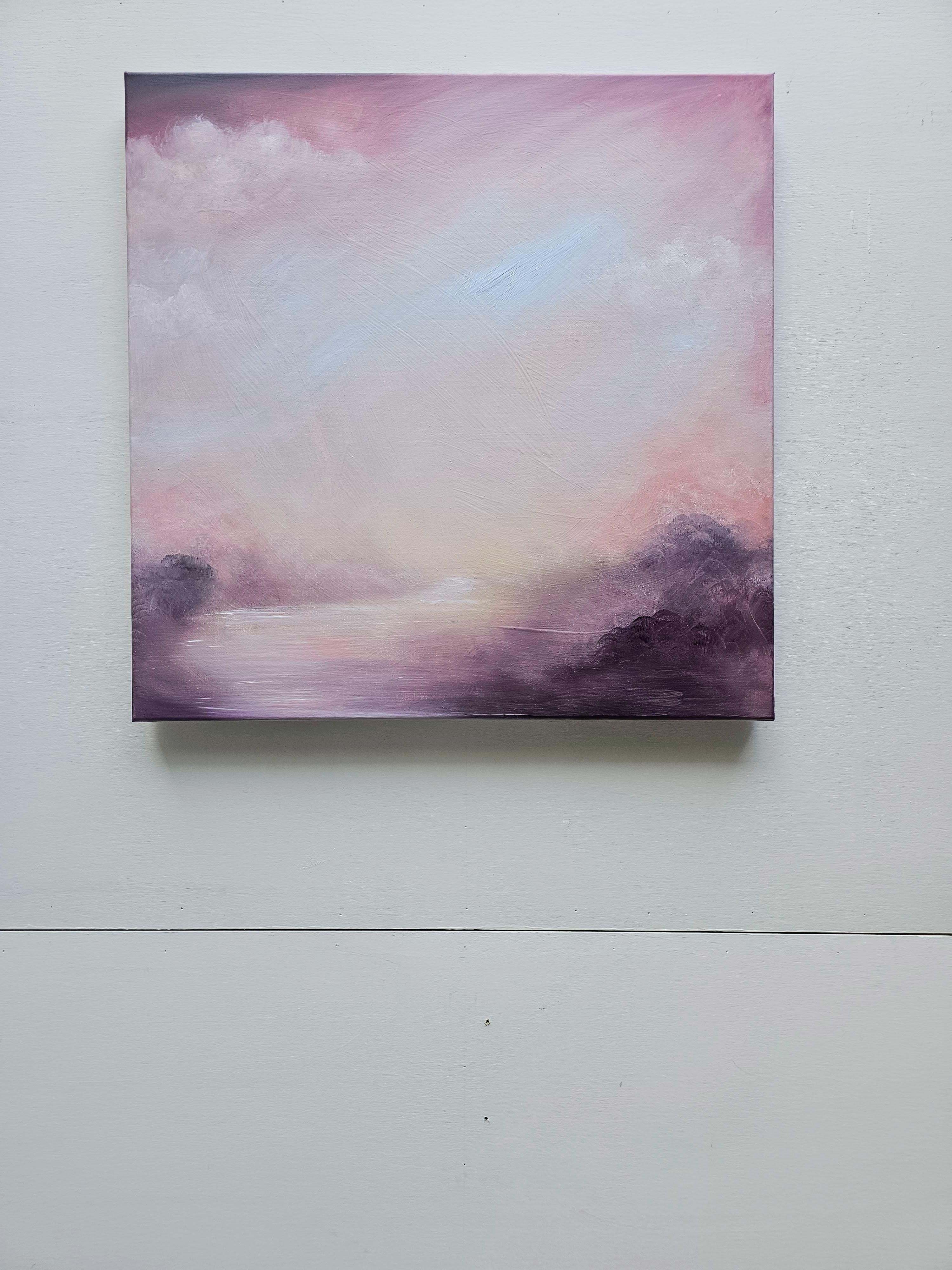 Evocazione dell'alba - Pittura astratta morbida di paesaggio in vendita 4